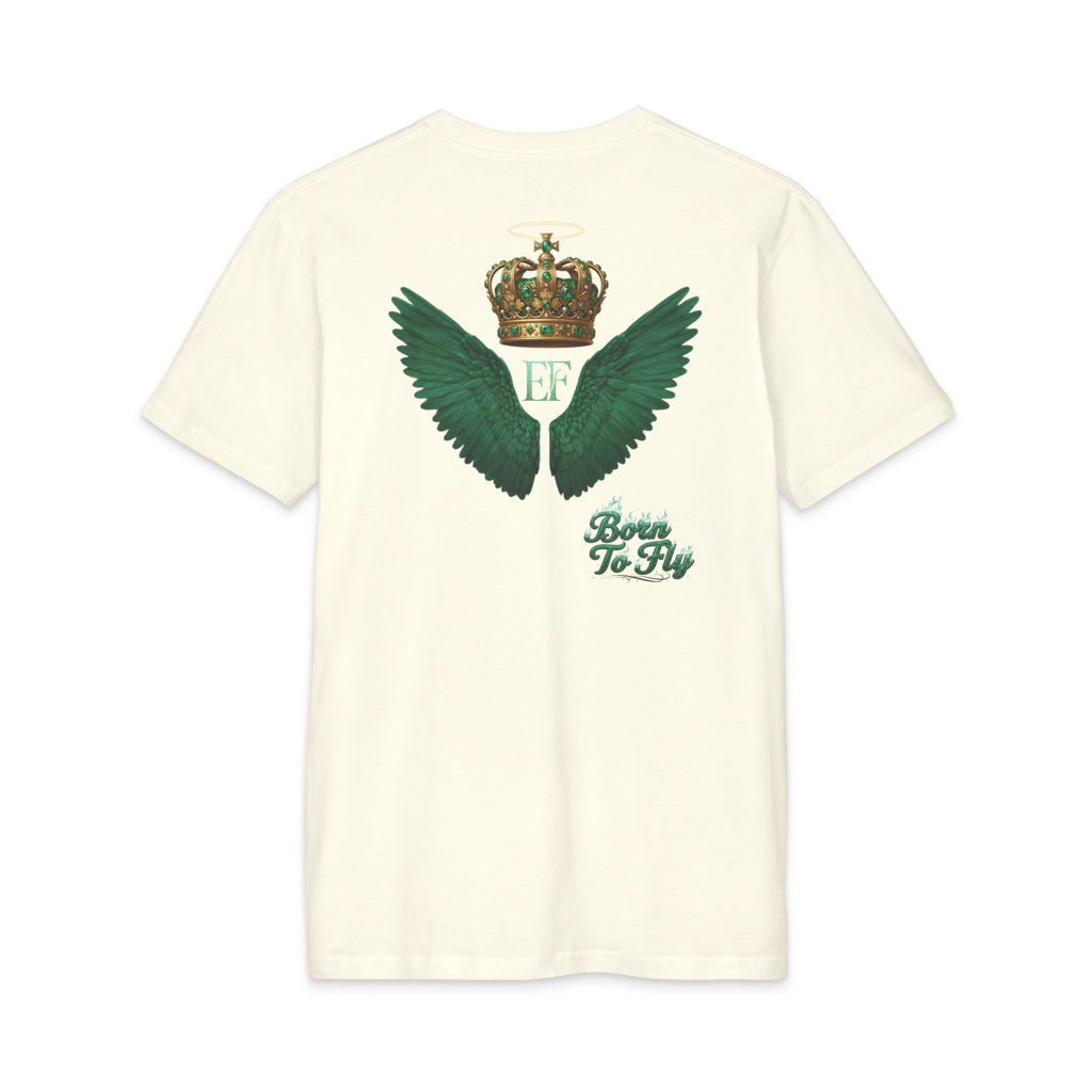 Emerald Flyer Tee — 'Born To Fly' Wing & Crown Graphic T-Shirt