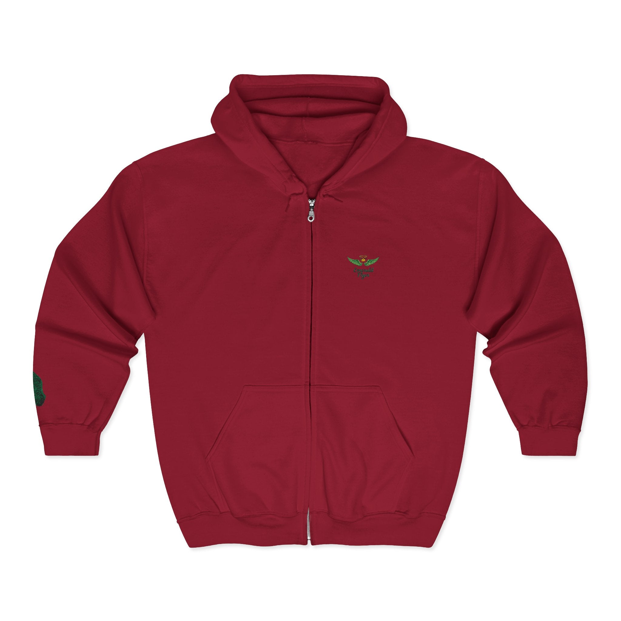 Emerald Flyer feather cuff zip hoodie