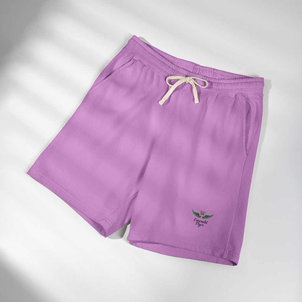 Emerald Flyer Fleece Sweat Shorts — Lightweight Garment-Dyed Lounge Shorts