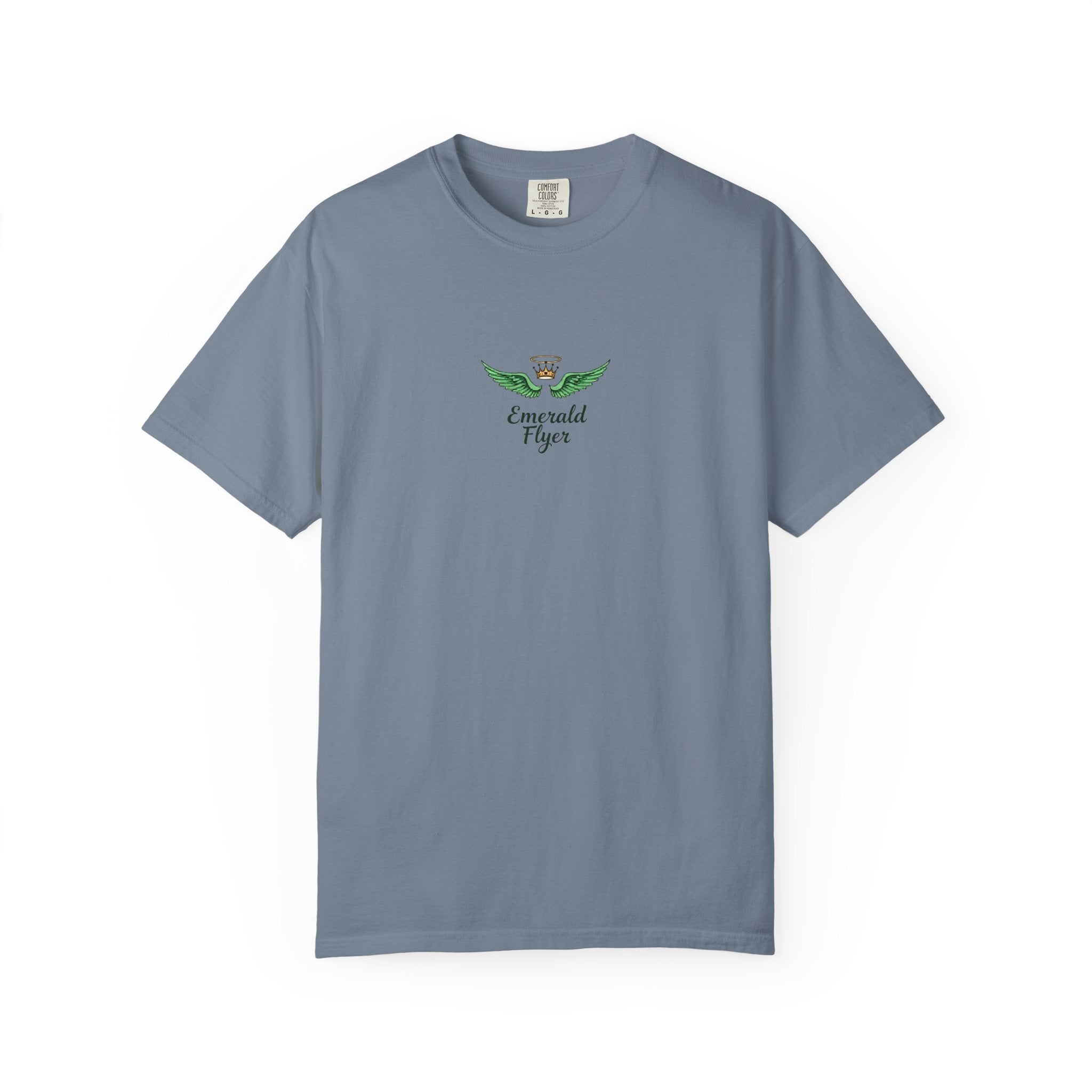 Emerald Tiger T‑Shirt — Green Winged Crown 'Born to Fly' Graphic Tee