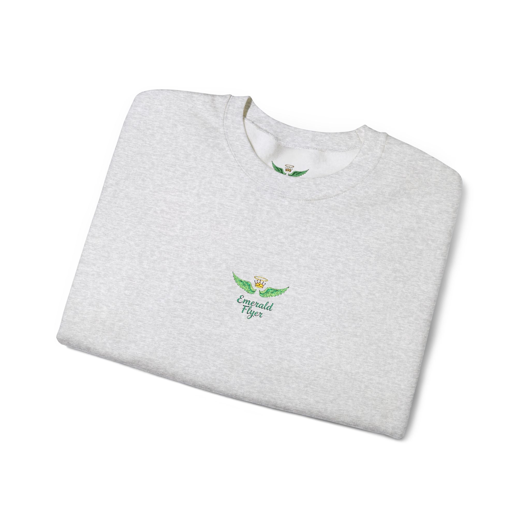 White Crewneck Sweatshirt with Tiny Green Plant Embroidery – “Plant Babe” Minimal Floral Design
