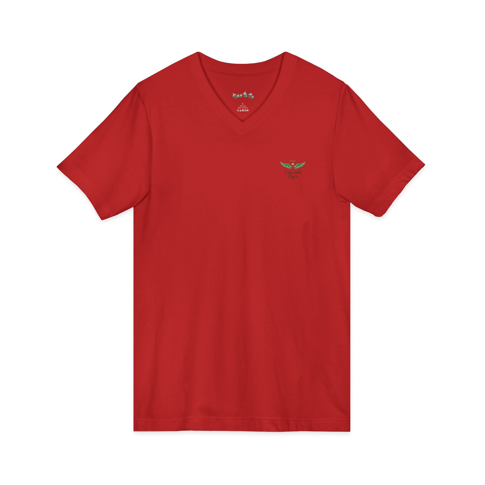 Minimal 'Grow Wild' V-Neck Tee — Small Leaf Chest Graphic, Eco Casual Shirt