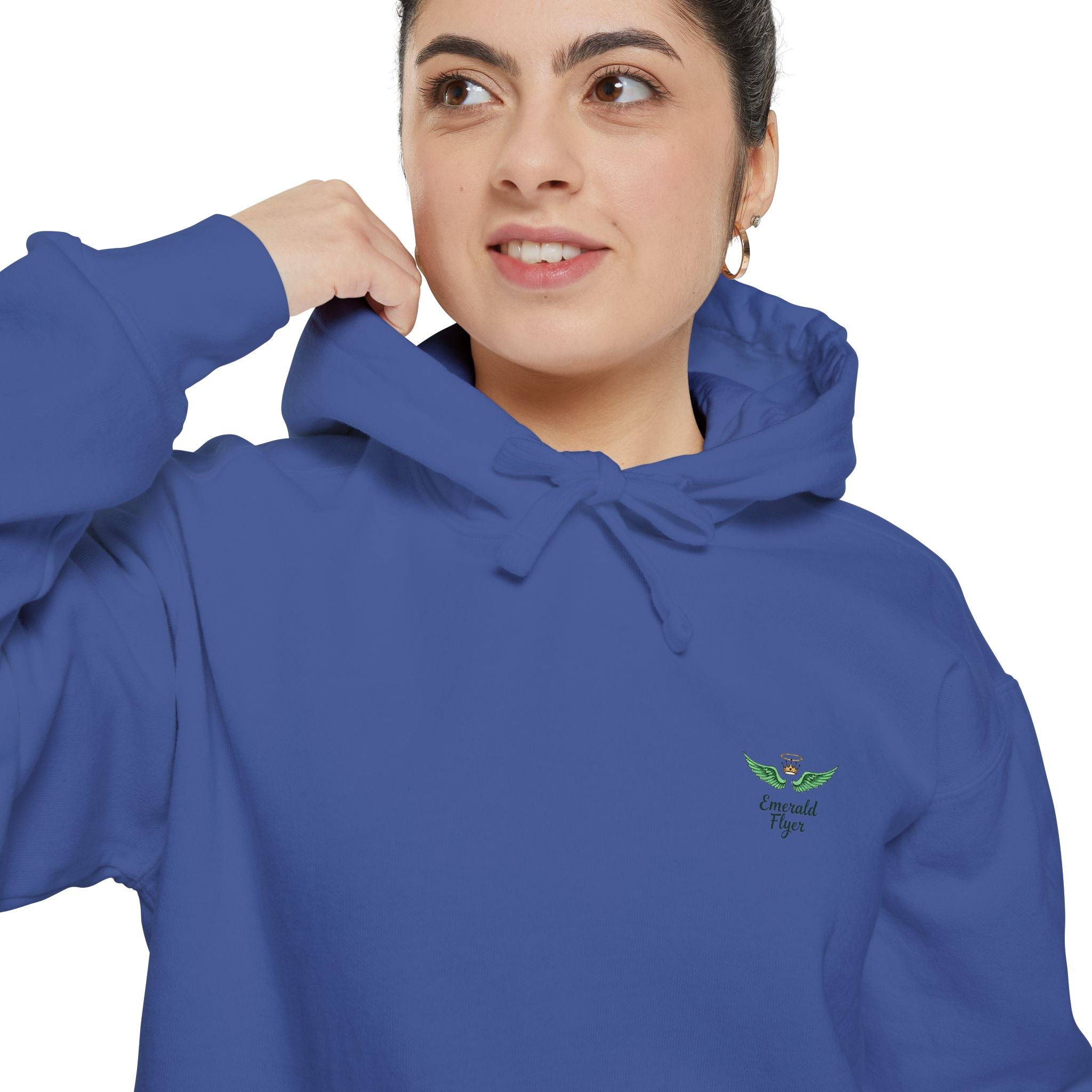 Minimal Plant Logo Hoodie — Small Green Leaf Chest Design