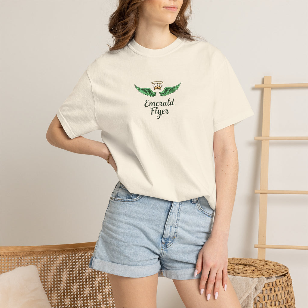 Emerald Flyer T-Shirt – 'Born to Fly' Winged Crown Graphic Tee