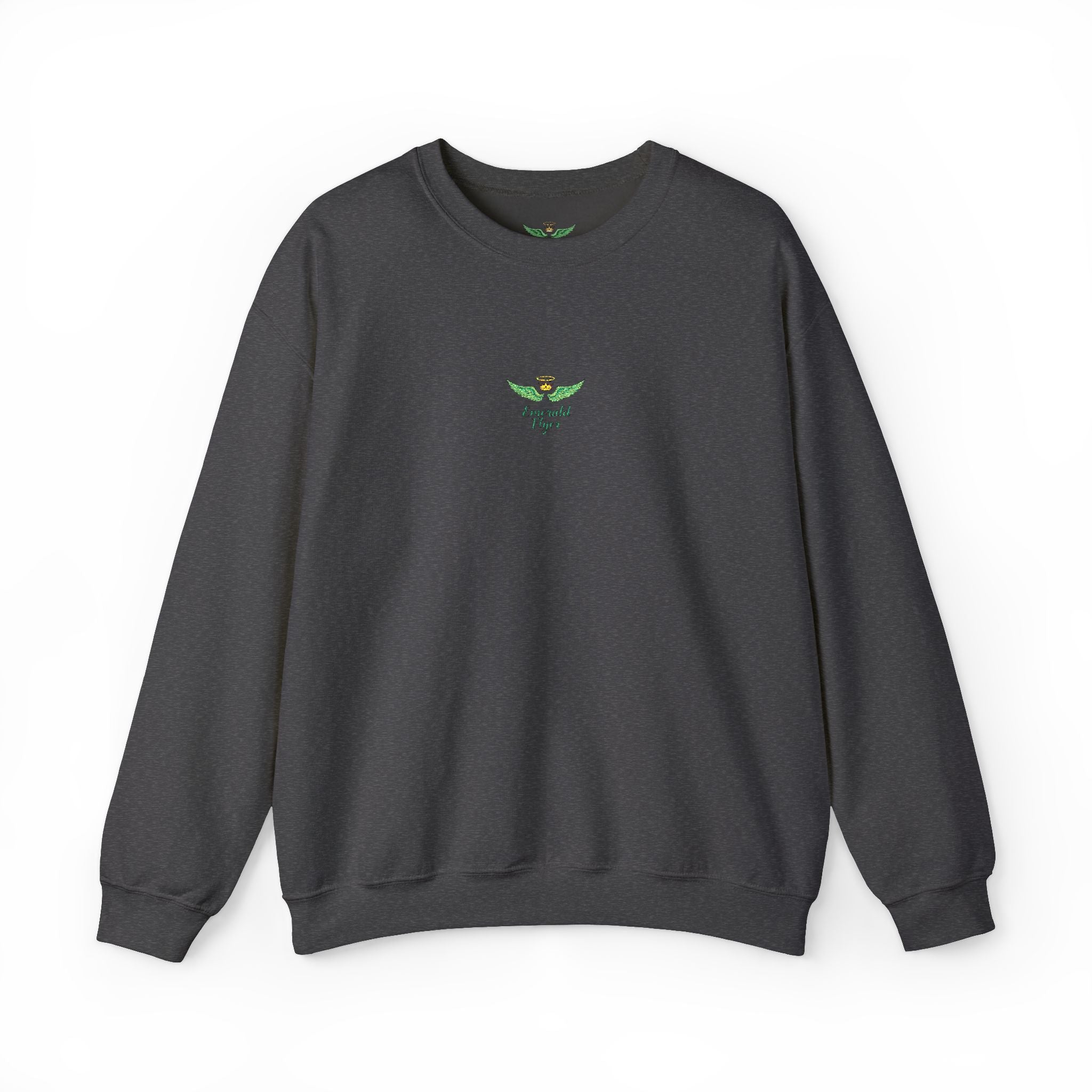 White Crewneck Sweatshirt with Tiny Green Plant Embroidery – “Plant Babe” Minimal Floral Design