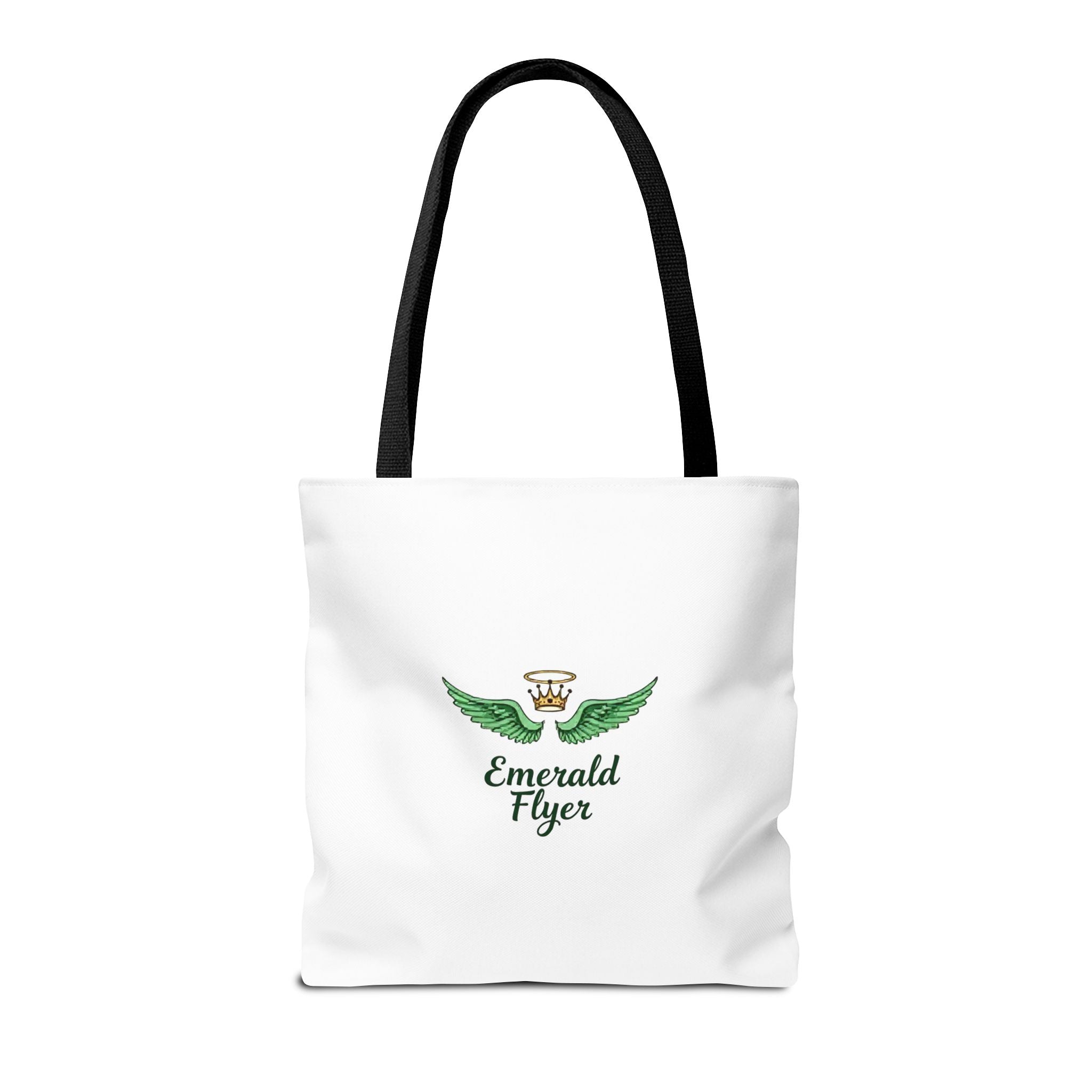 Emerald Wings Tote Bag — "Born to Fly" / "Emerald Flyer" Printed Tote