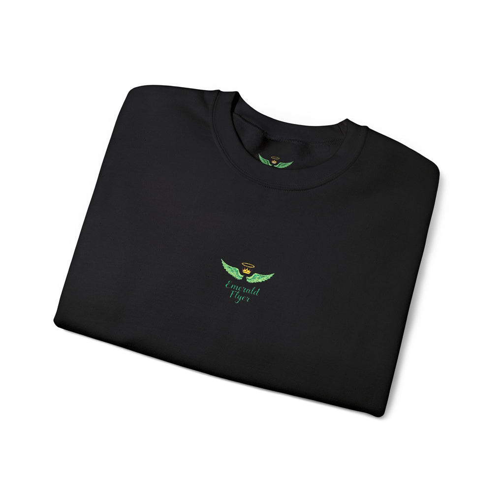 White Crewneck Sweatshirt with Tiny Green Plant Embroidery – “Plant Babe” Minimal Floral Design