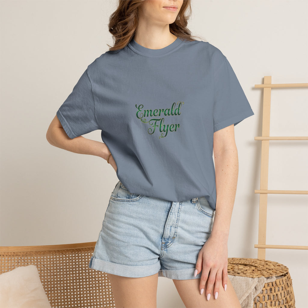 Emerald Flyer T-Shirt — "Born To Fly" Winged Emerald Graphic Tee