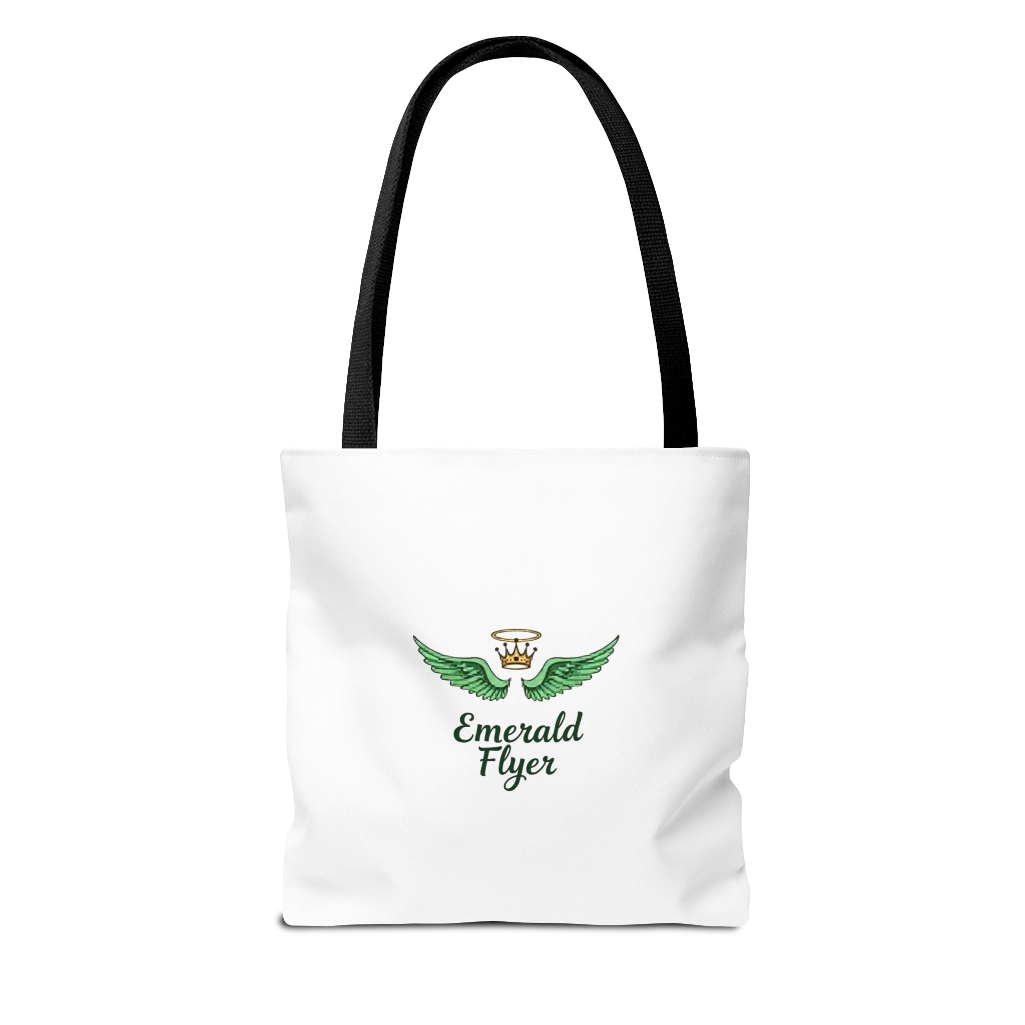 Emerald Wings Tote Bag — "Born to Fly" / "Emerald Flyer" Printed Tote