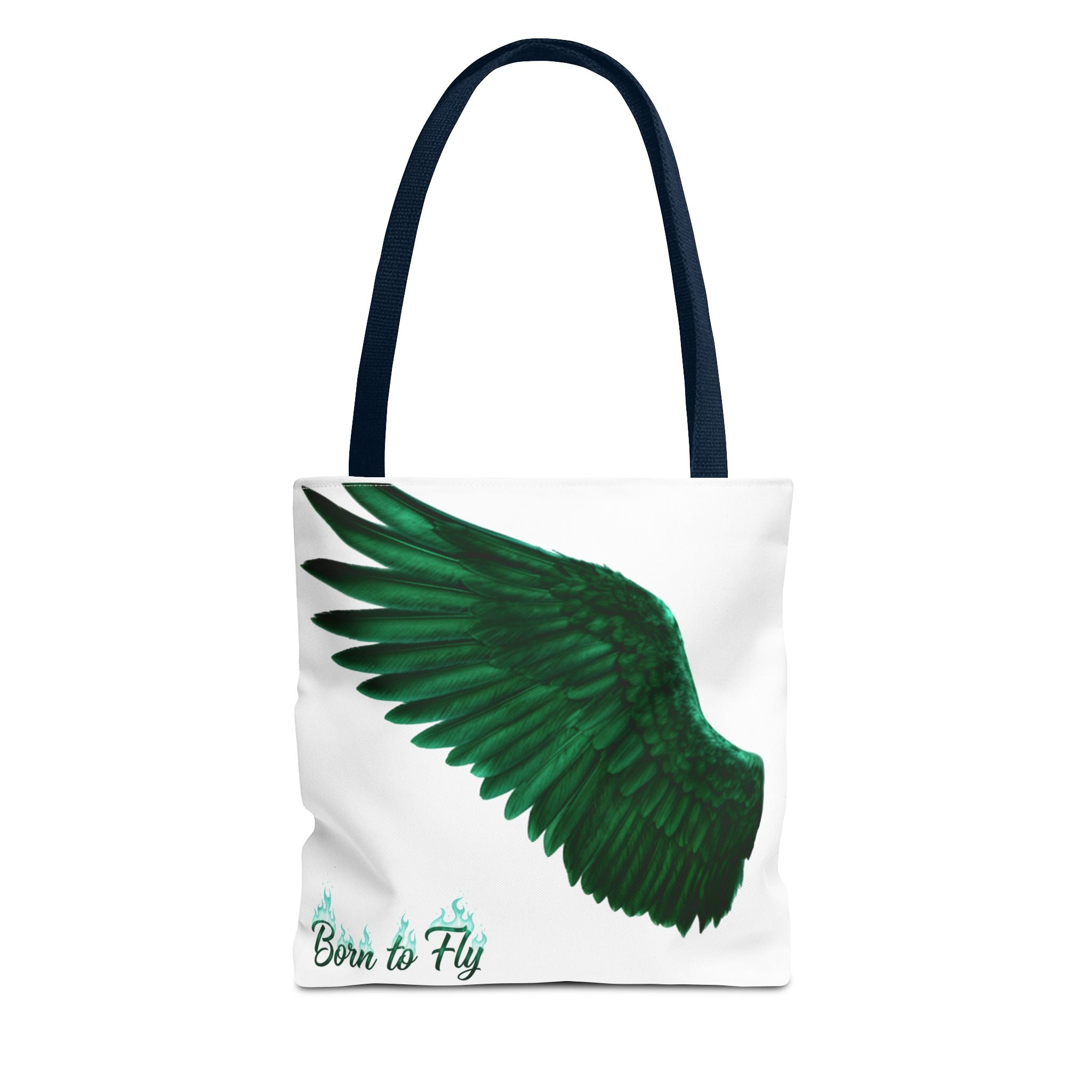 Emerald Wings Tote Bag — "Born to Fly" / "Emerald Flyer" Printed Tote
