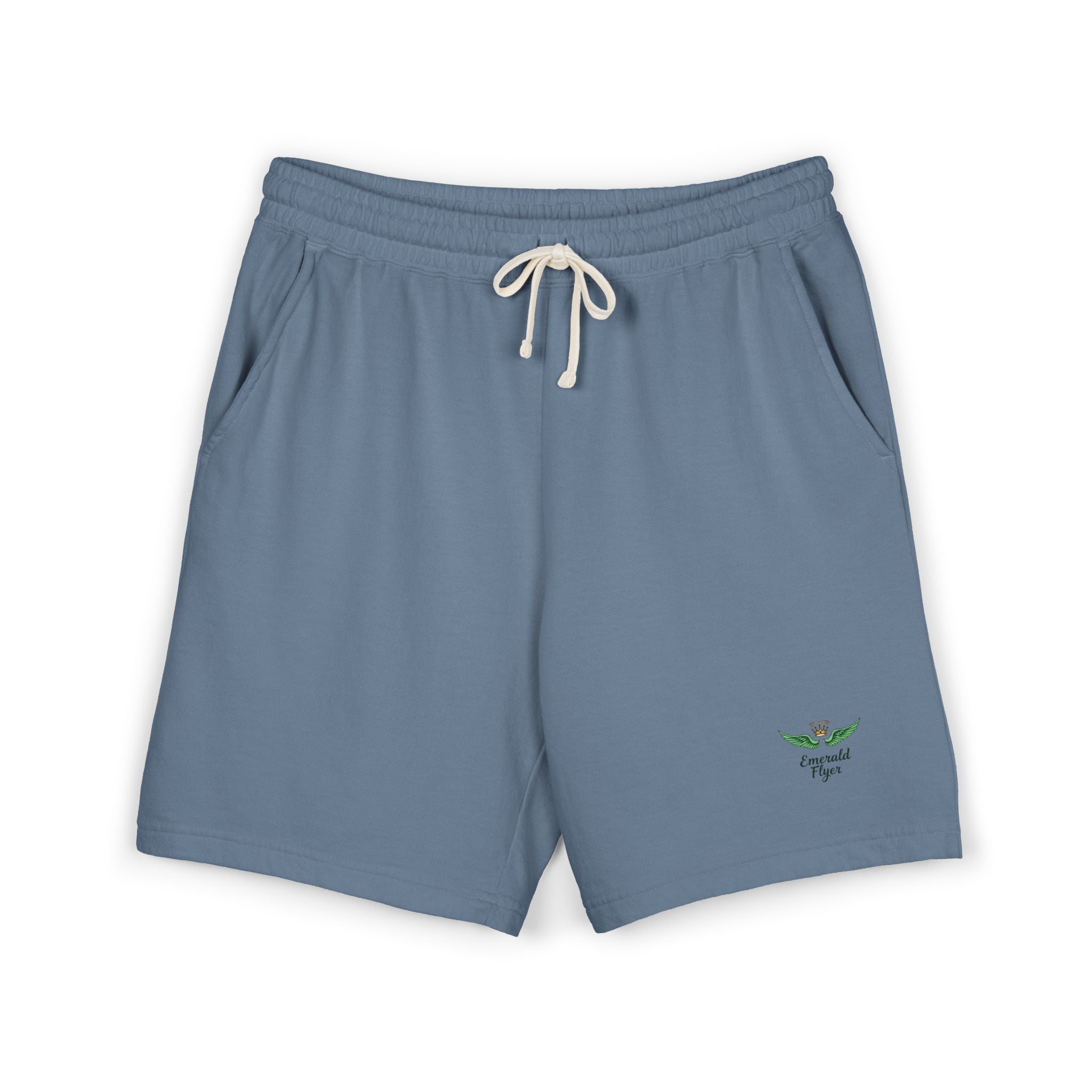 Emerald Flyer Fleece Sweat Shorts — Lightweight Garment-Dyed Lounge Shorts