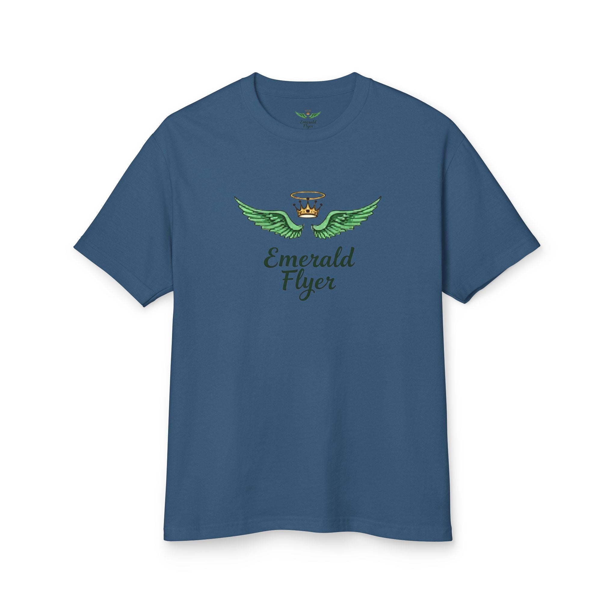 Emerald Flyer Tee — 'Emerald Flyer' Wings Graphic Cotton T-Shirt