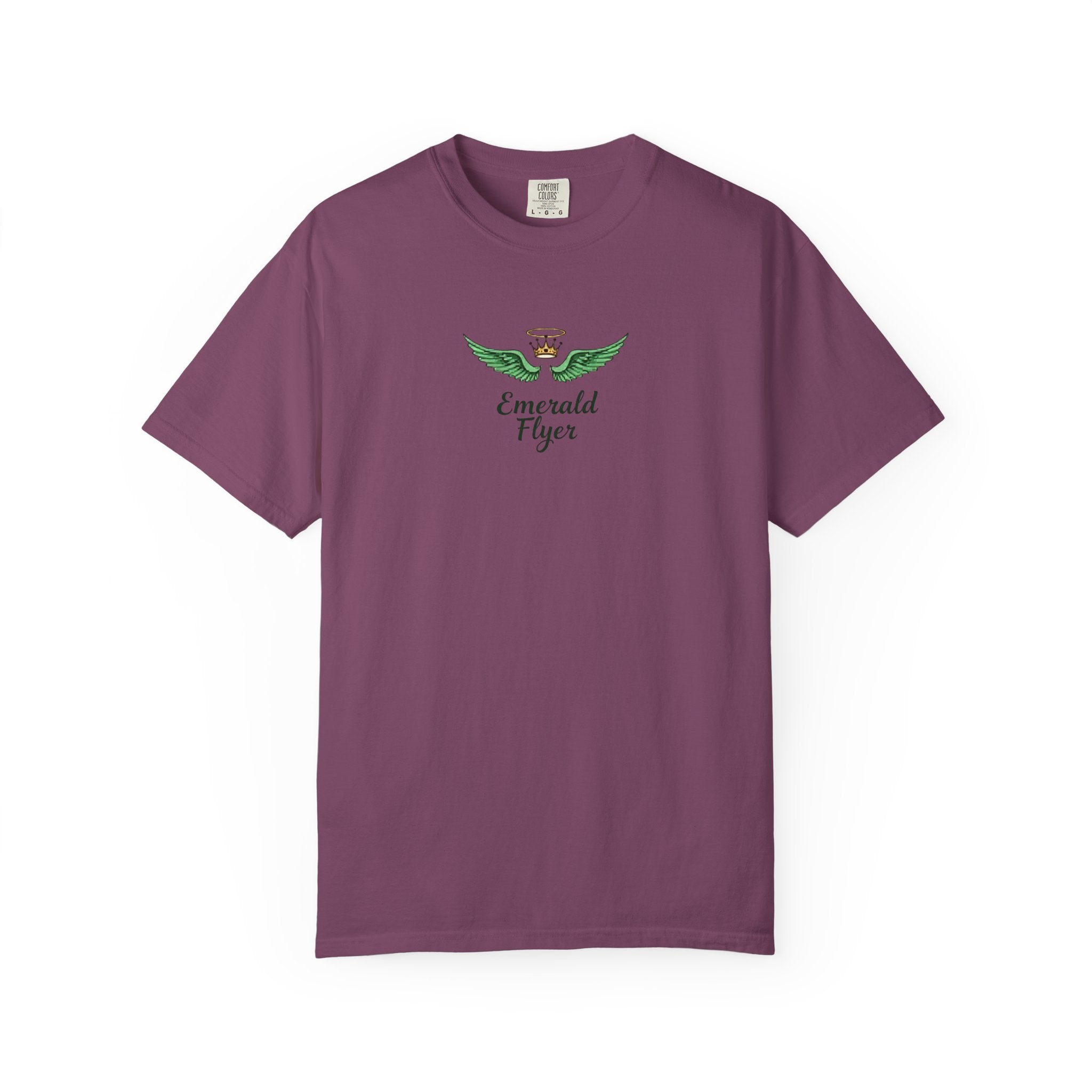 Emerald Flyer T-Shirt – 'Born to Fly' Winged Crown Graphic Tee