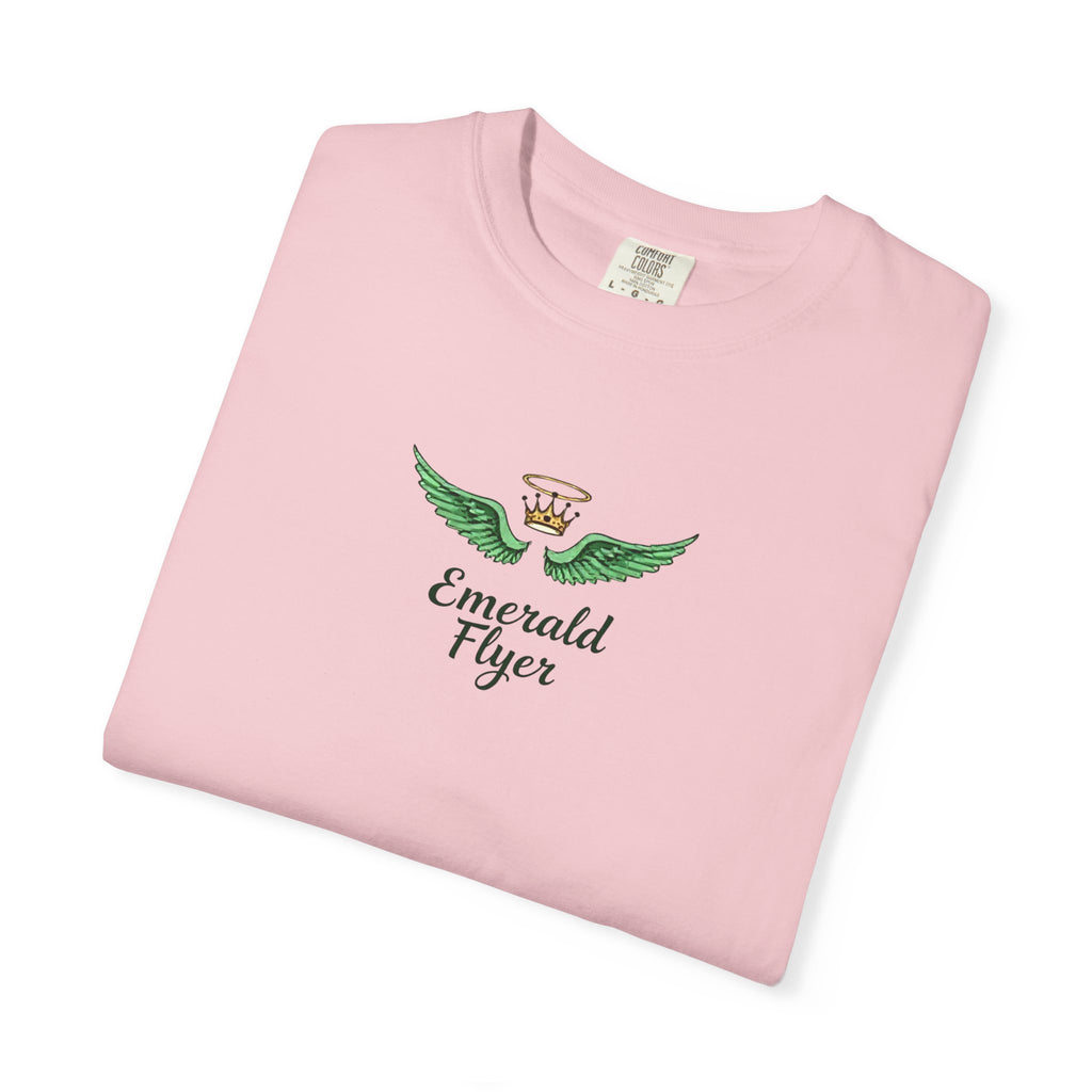 Emerald Flyer T-Shirt – 'Born to Fly' Winged Crown Graphic Tee