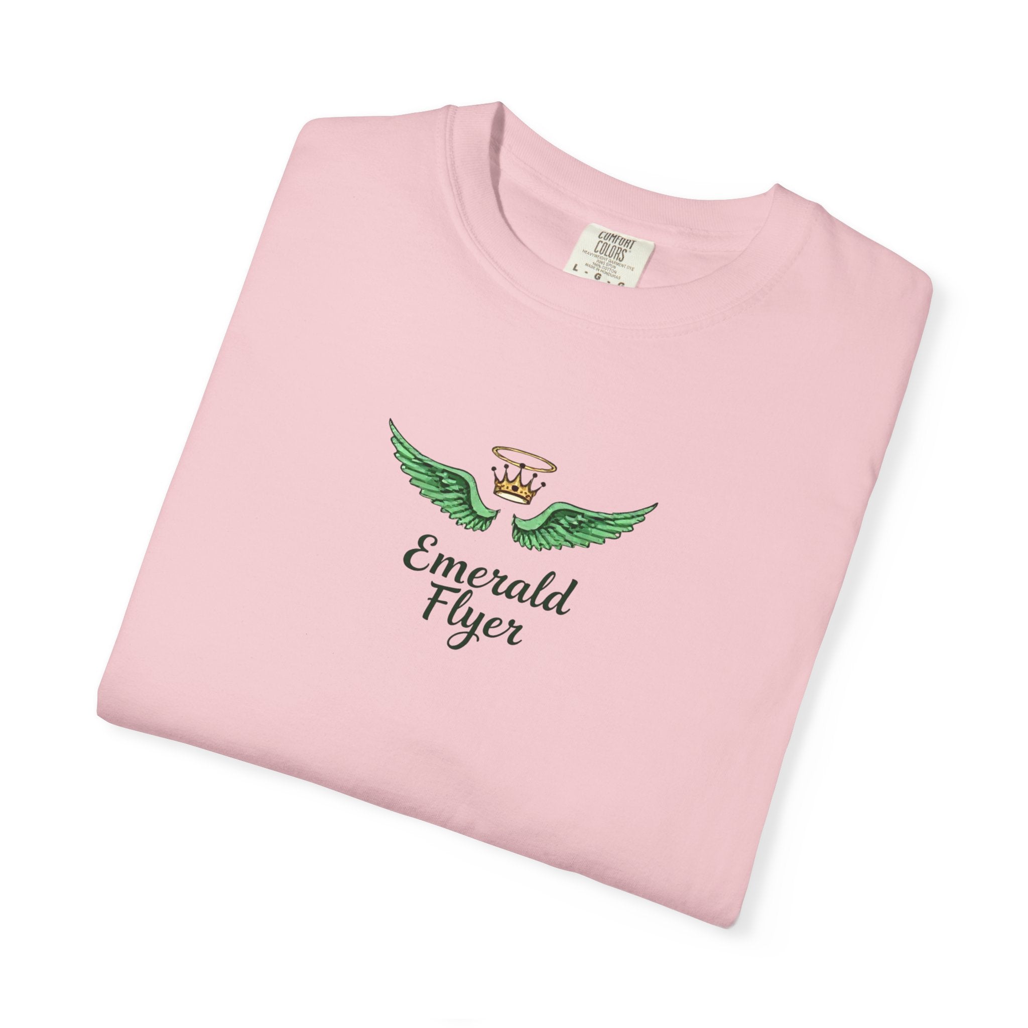 Emerald Flyer T-Shirt – 'Born to Fly' Winged Crown Graphic Tee