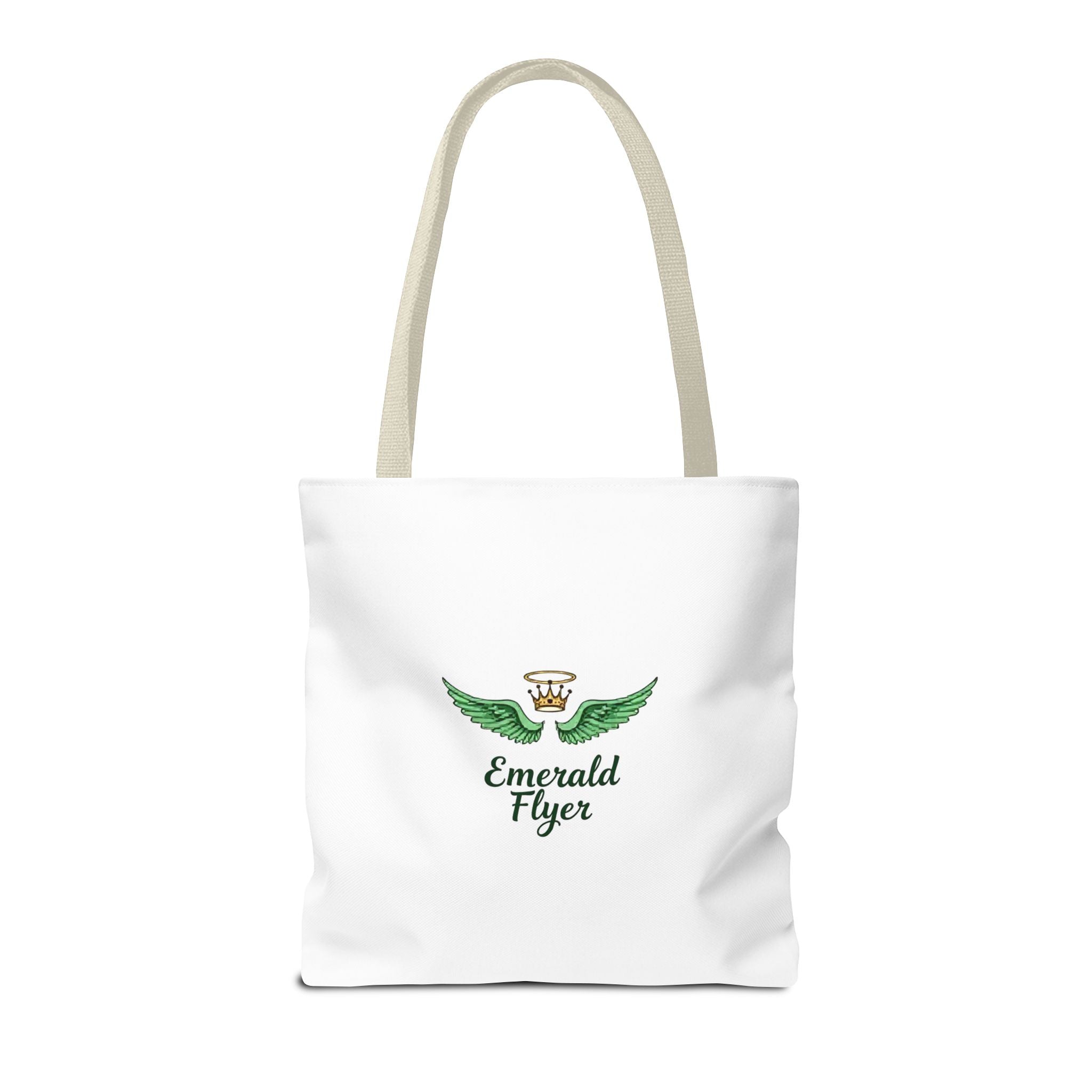 Emerald Wings Tote Bag — "Born to Fly" / "Emerald Flyer" Printed Tote