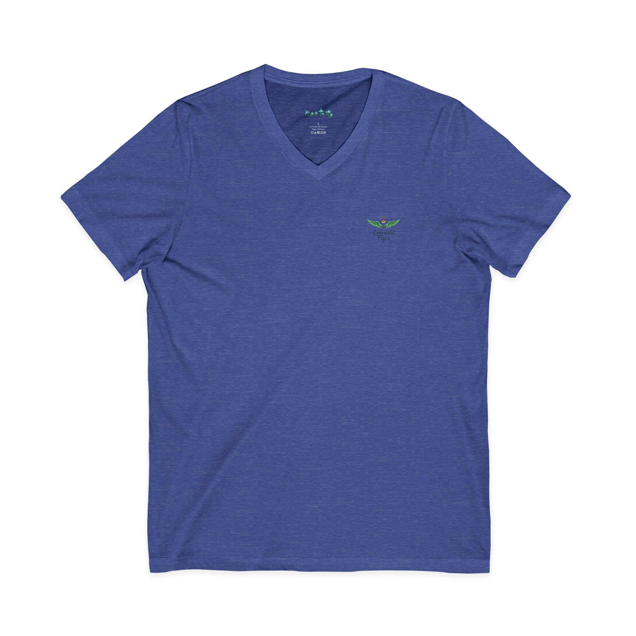 Minimal 'Grow Wild' V-Neck Tee — Small Leaf Chest Graphic, Eco Casual Shirt