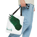 Emerald Wings Tote Bag — "Born to Fly" / "Emerald Flyer" Printed Tote
