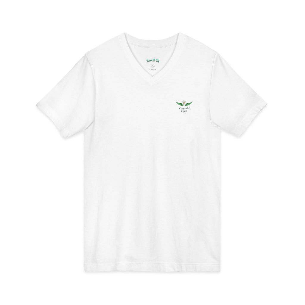 Minimal 'Grow Wild' V-Neck Tee — Small Leaf Chest Graphic, Eco Casual Shirt