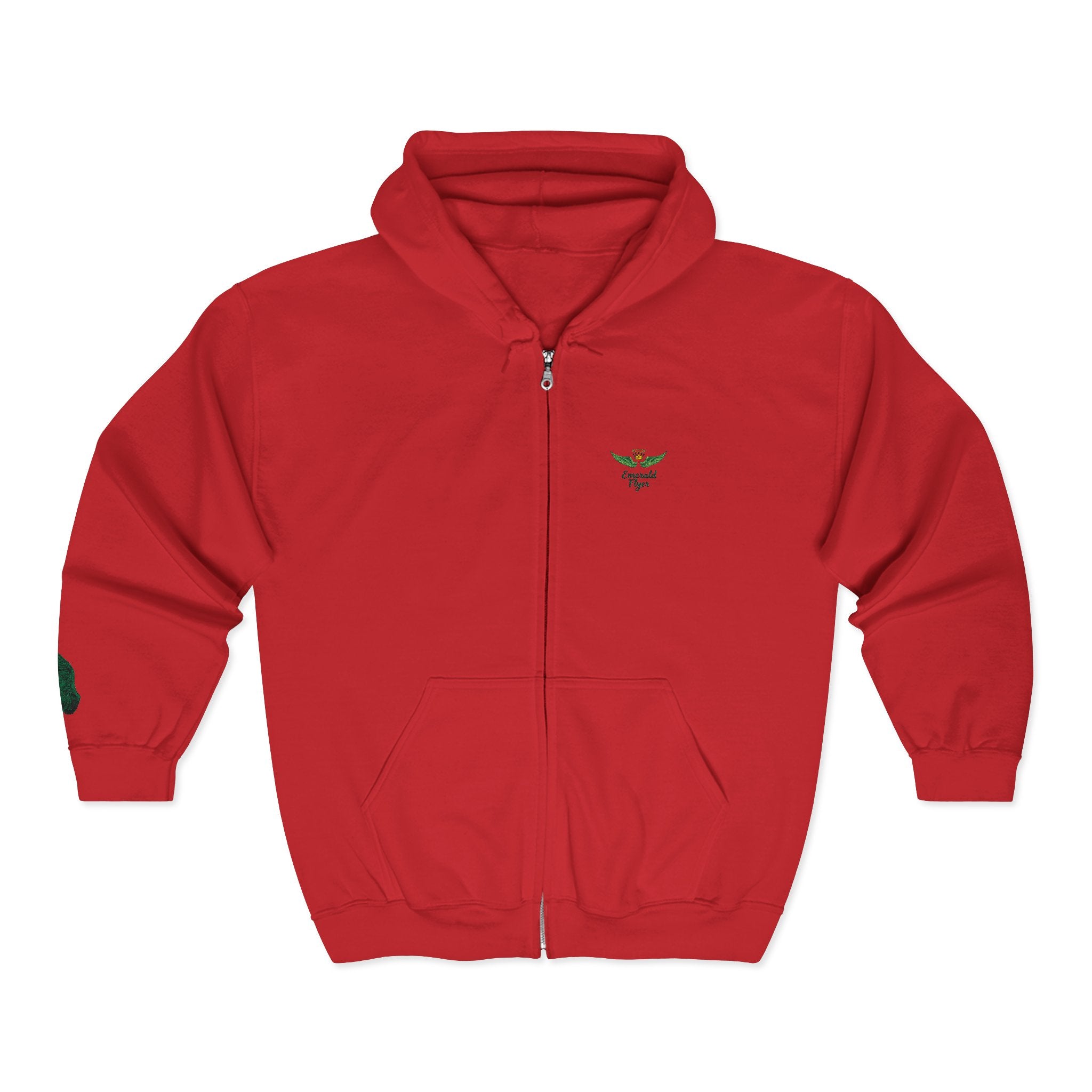 Emerald Flyer feather cuff zip hoodie