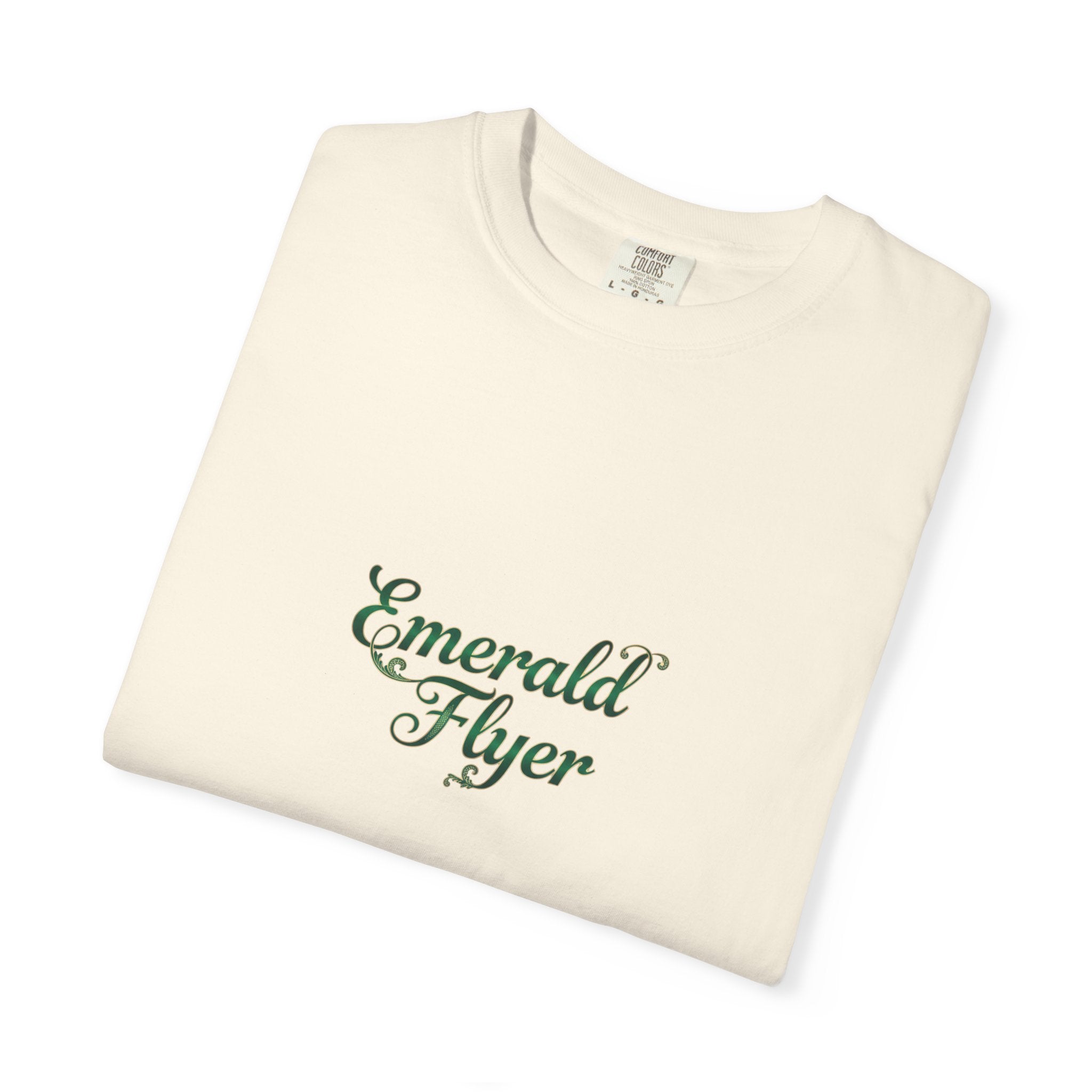 Emerald Flyer T-Shirt — "Born To Fly" Winged Emerald Graphic Tee