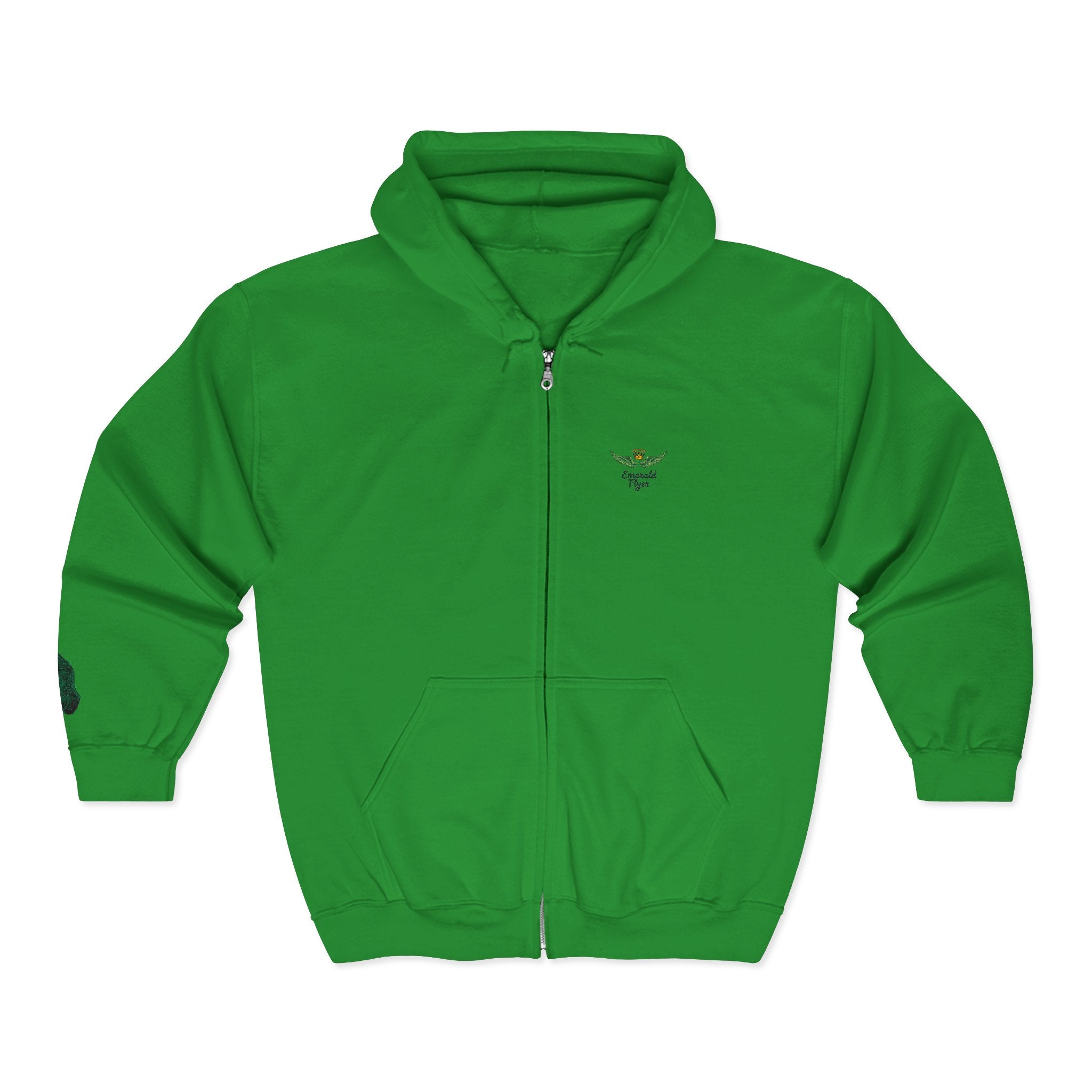 Emerald Flyer feather cuff zip hoodie