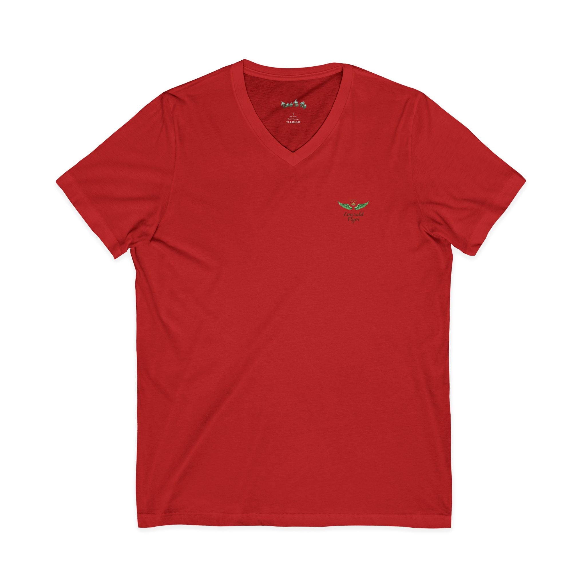 Minimal 'Grow Wild' V-Neck Tee — Small Leaf Chest Graphic, Eco Casual Shirt