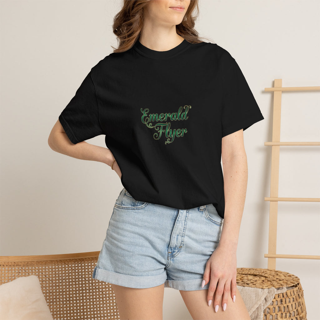 Emerald Flyer T-Shirt — "Born To Fly" Winged Emerald Graphic Tee