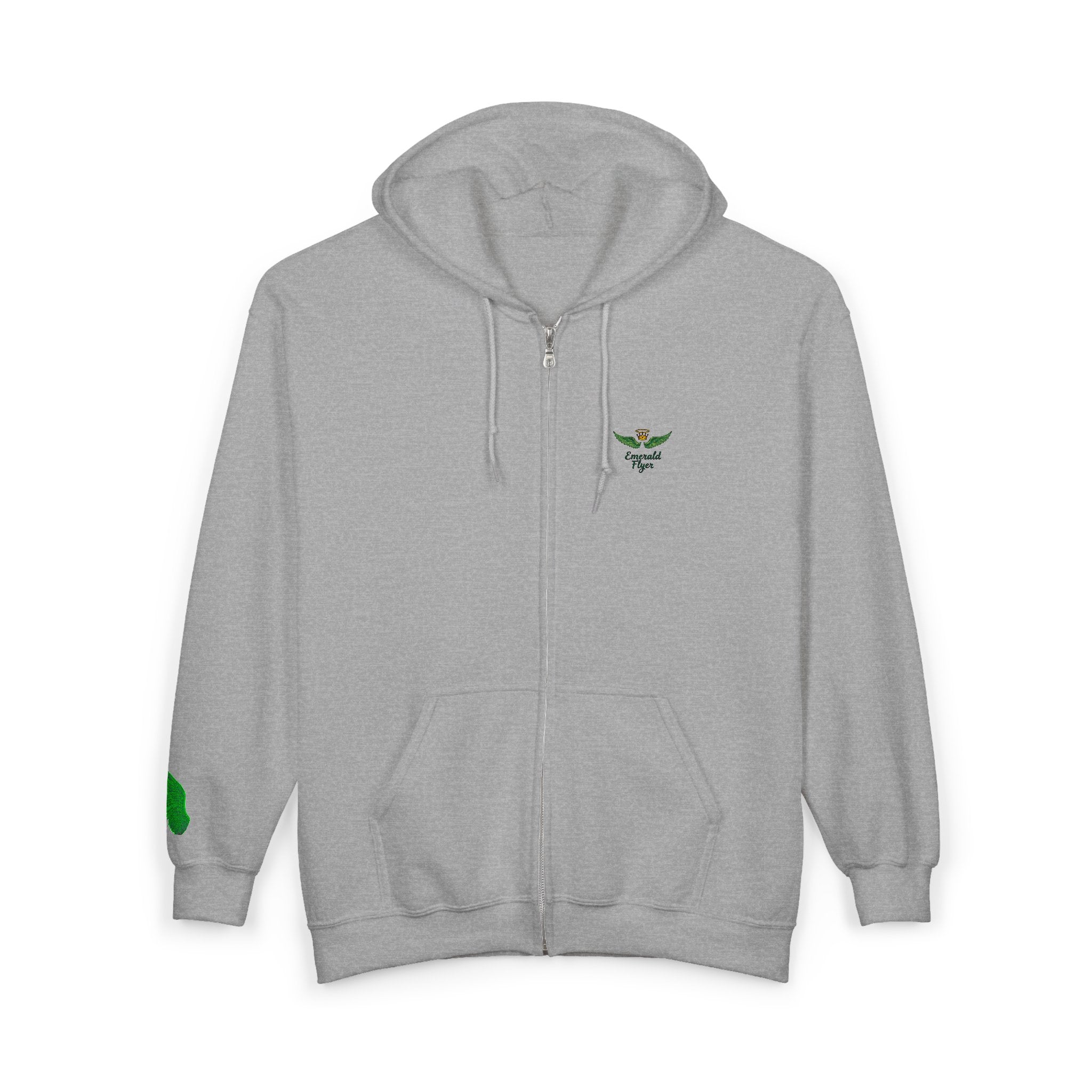 Emerald Flyer feather cuff zip hoodie