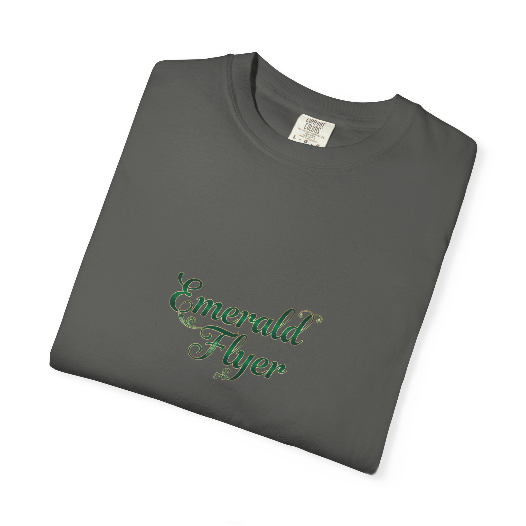 Emerald Flyer T-Shirt — "Born To Fly" Winged Emerald Graphic Tee