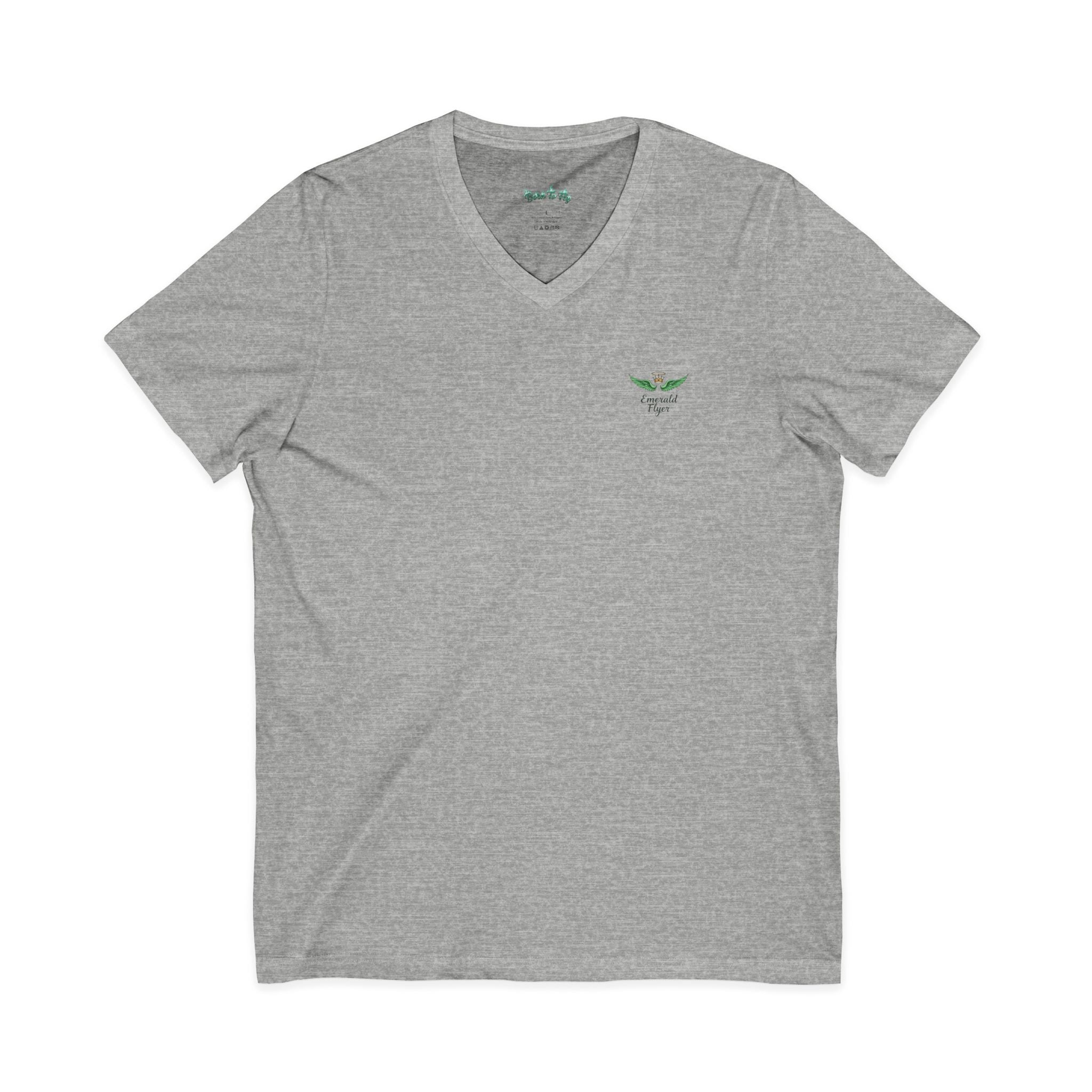 Minimal 'Grow Wild' V-Neck Tee — Small Leaf Chest Graphic, Eco Casual Shirt