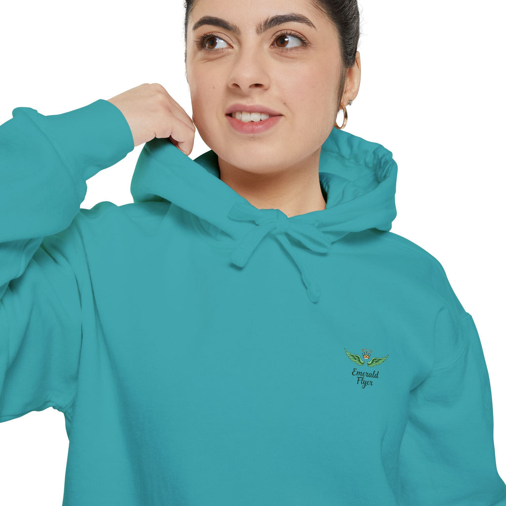 Minimal Plant Logo Hoodie — Small Green Leaf Chest Design