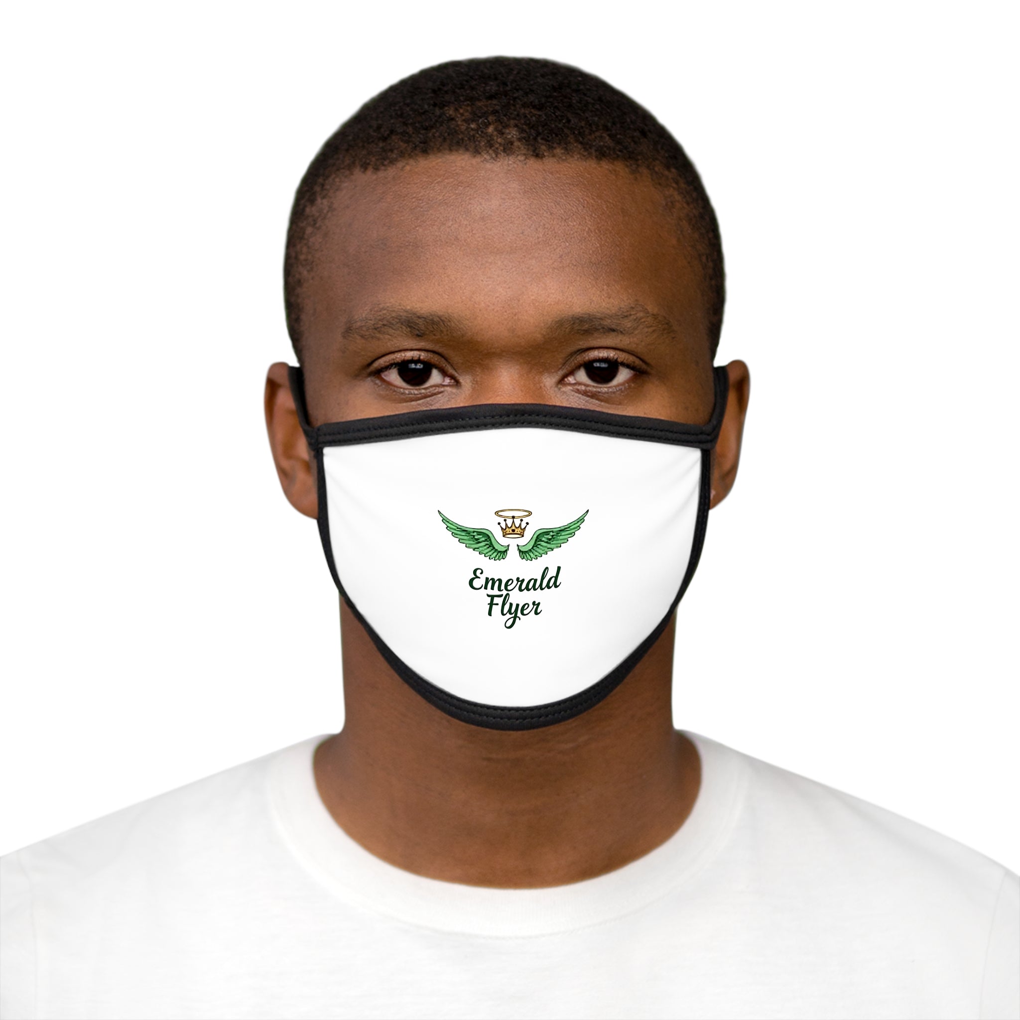 Emerald Flyer wings logo Face Mask | Green winged crown design