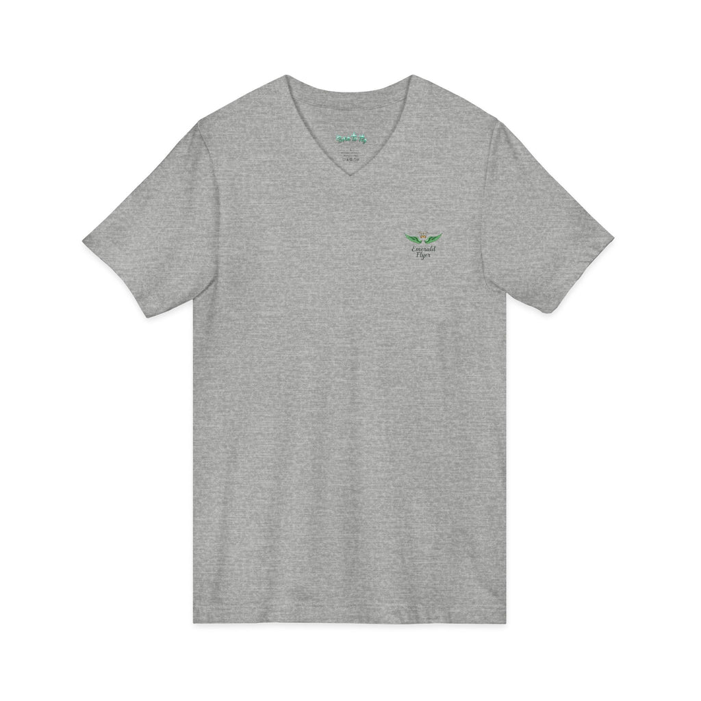 Minimal 'Grow Wild' V-Neck Tee — Small Leaf Chest Graphic, Eco Casual Shirt