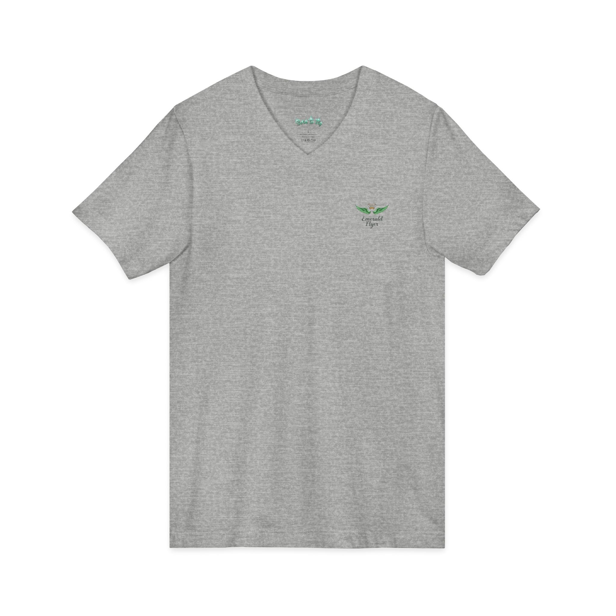 Minimal 'Grow Wild' V-Neck Tee — Small Leaf Chest Graphic, Eco Casual Shirt