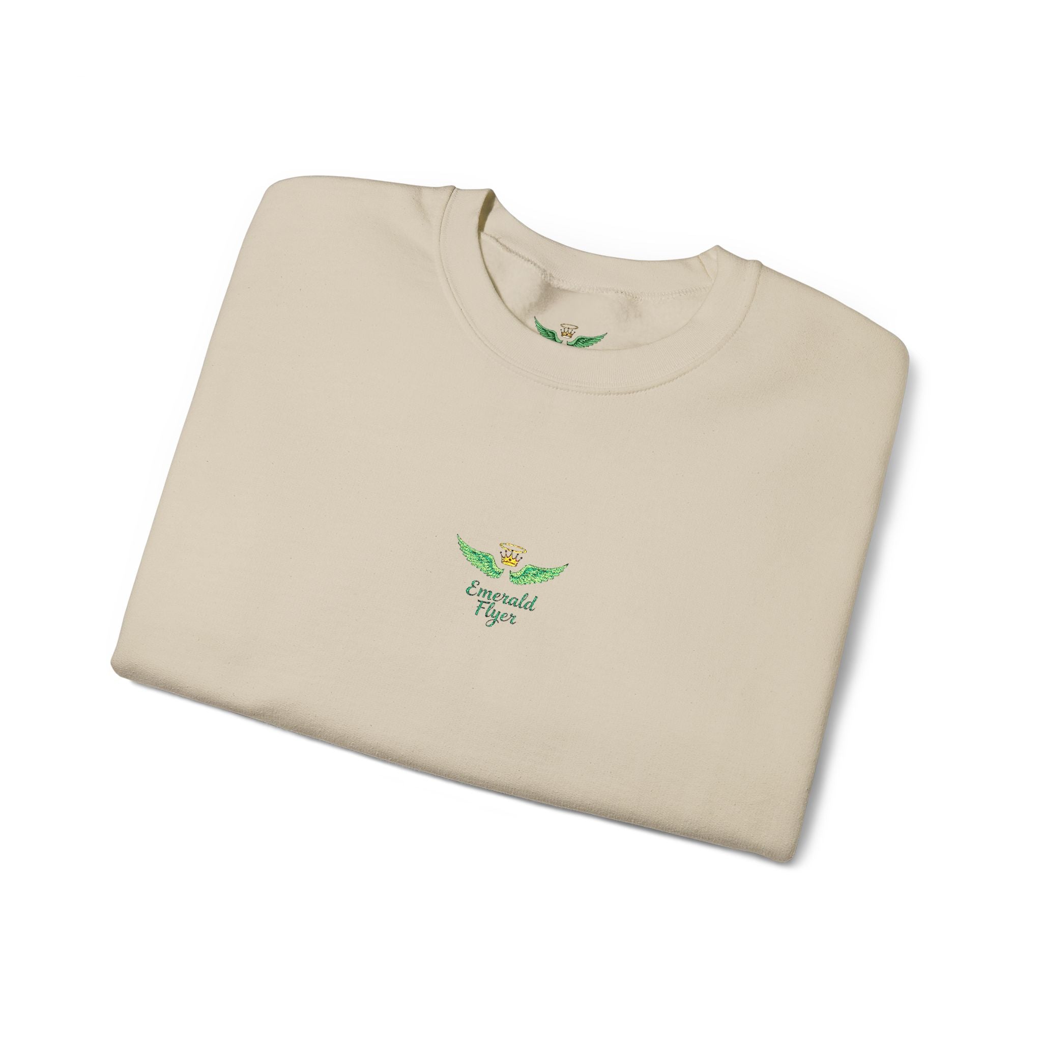 White Crewneck Sweatshirt with Tiny Green Plant Embroidery – “Plant Babe” Minimal Floral Design