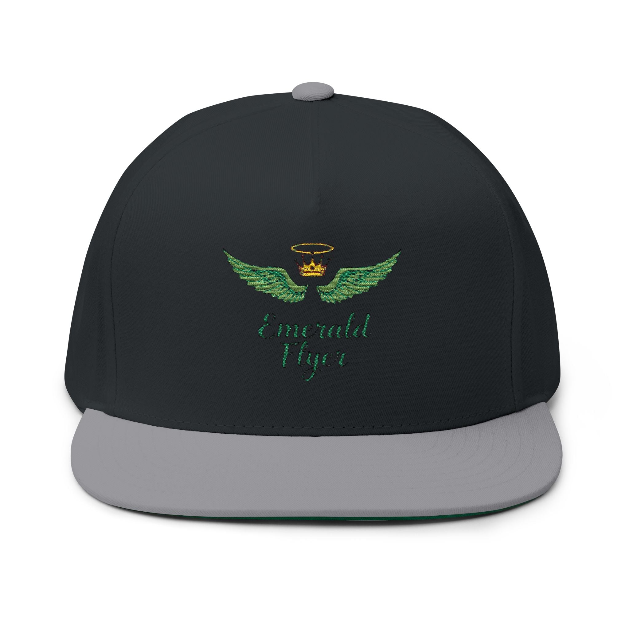 Emerald Flyer winged crown embroidery Flat Bill Cap | baseball snapback