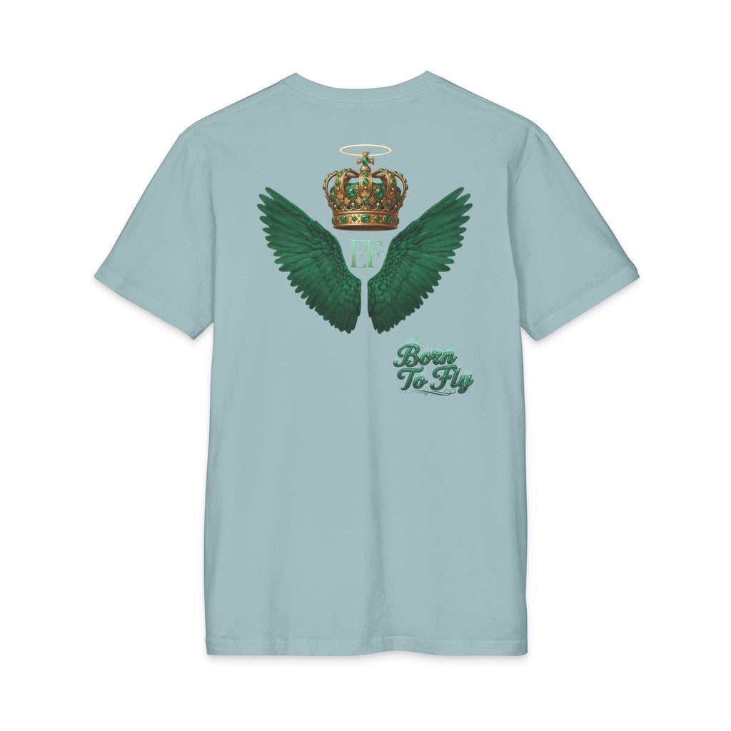 Emerald Flyer Tee — 'Born to Fly' Crown & Wings Graphic T-Shirt