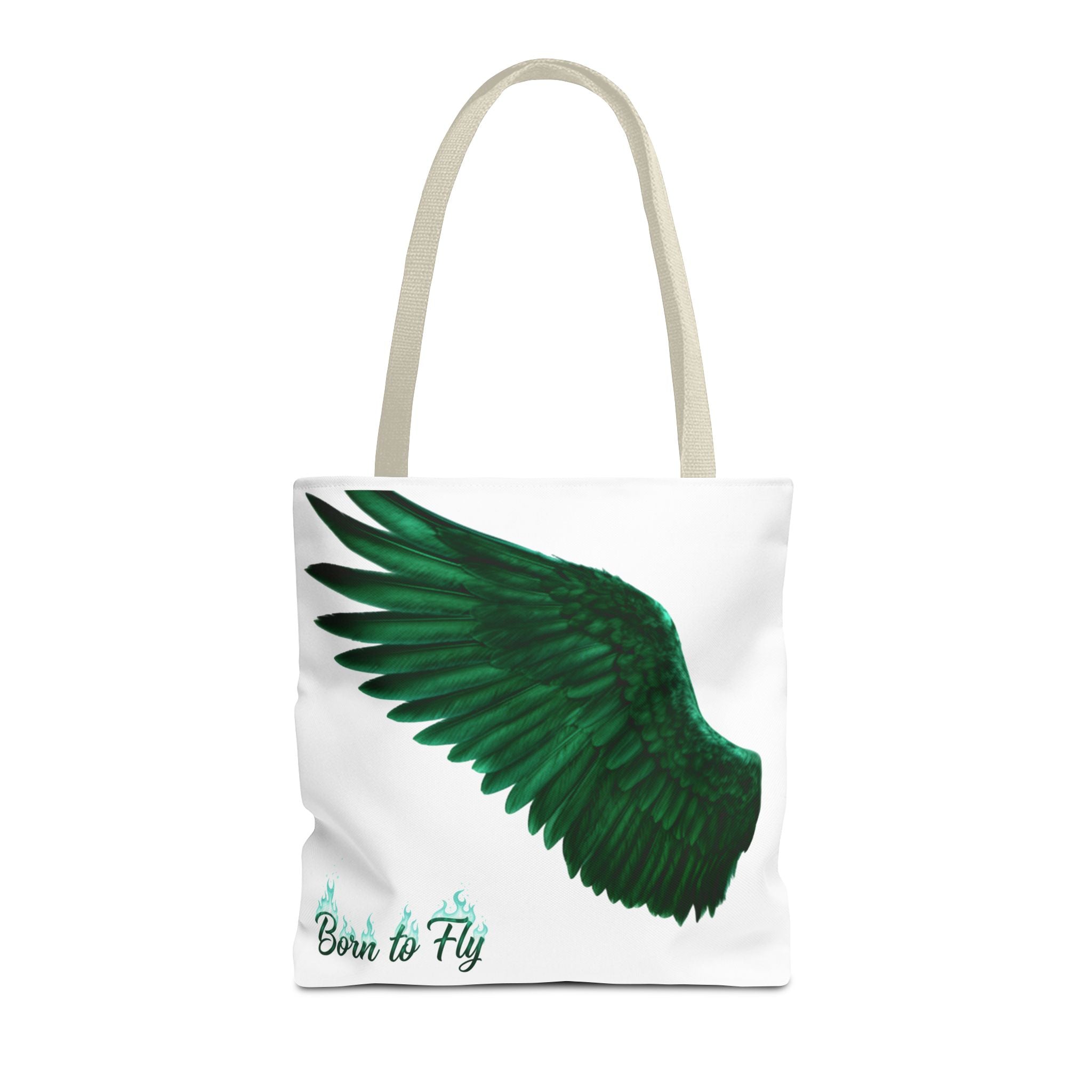 Emerald Wings Tote Bag — "Born to Fly" / "Emerald Flyer" Printed Tote