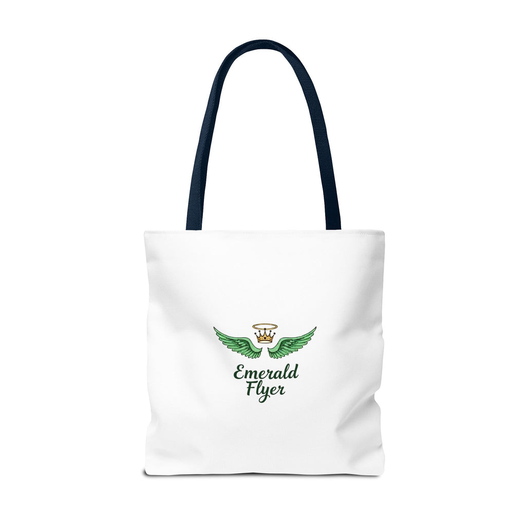 Emerald Wings Tote Bag — "Born to Fly" / "Emerald Flyer" Printed Tote