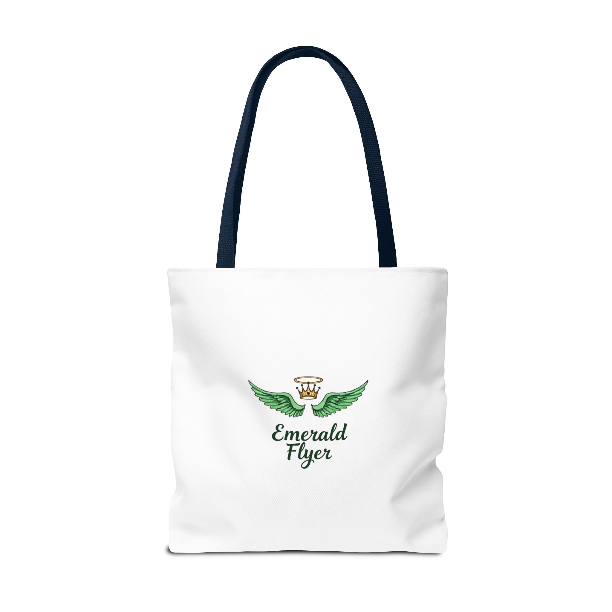 Emerald Wings Tote Bag — "Born to Fly" / "Emerald Flyer" Printed Tote