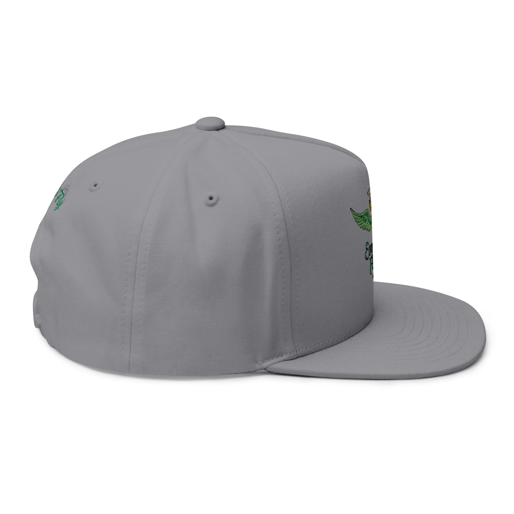 Emerald Flyer winged crown embroidery Flat Bill Cap | baseball snapback