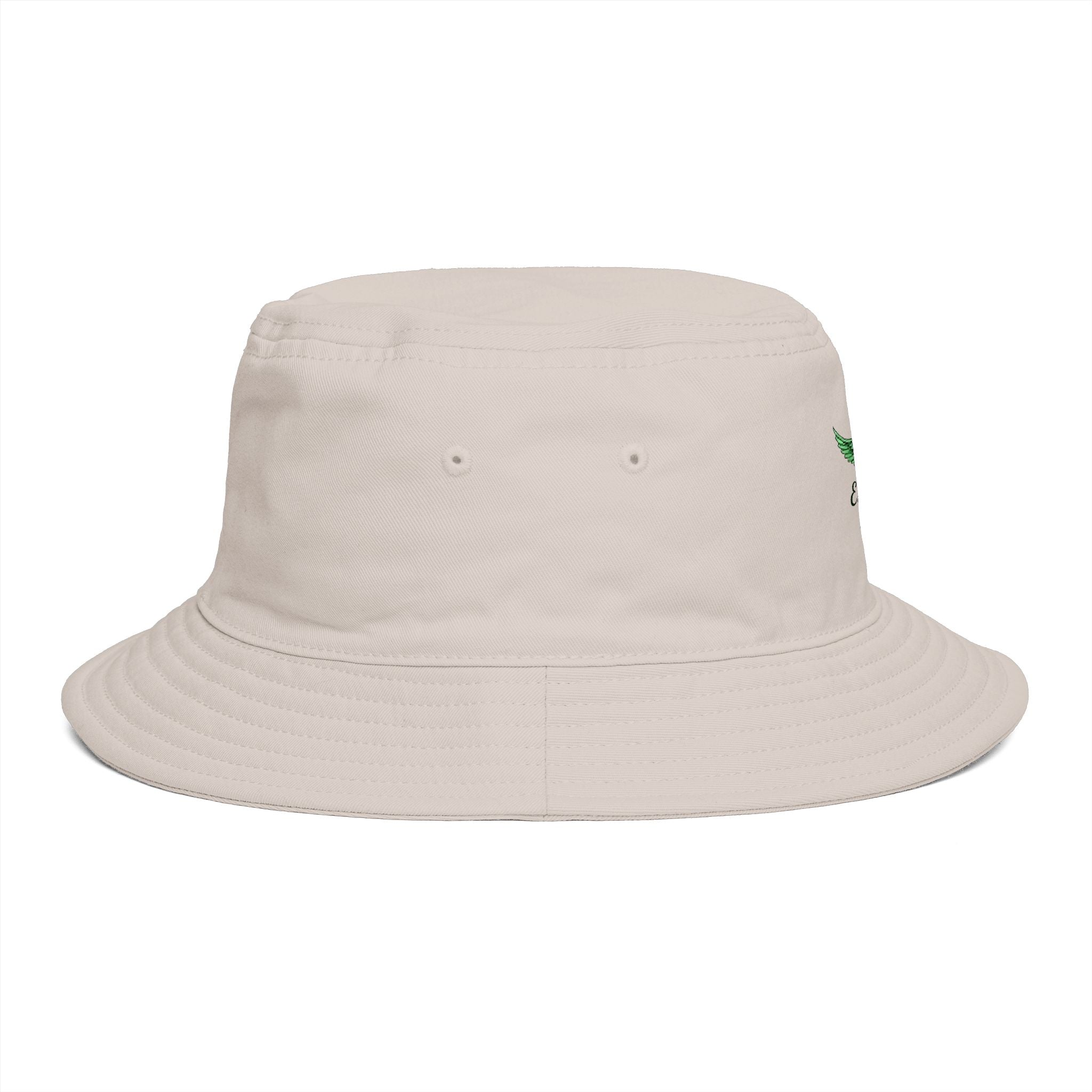 Emerald Tiger Brown Bucket Hat — Embroidered Green Winged Tiger Logo