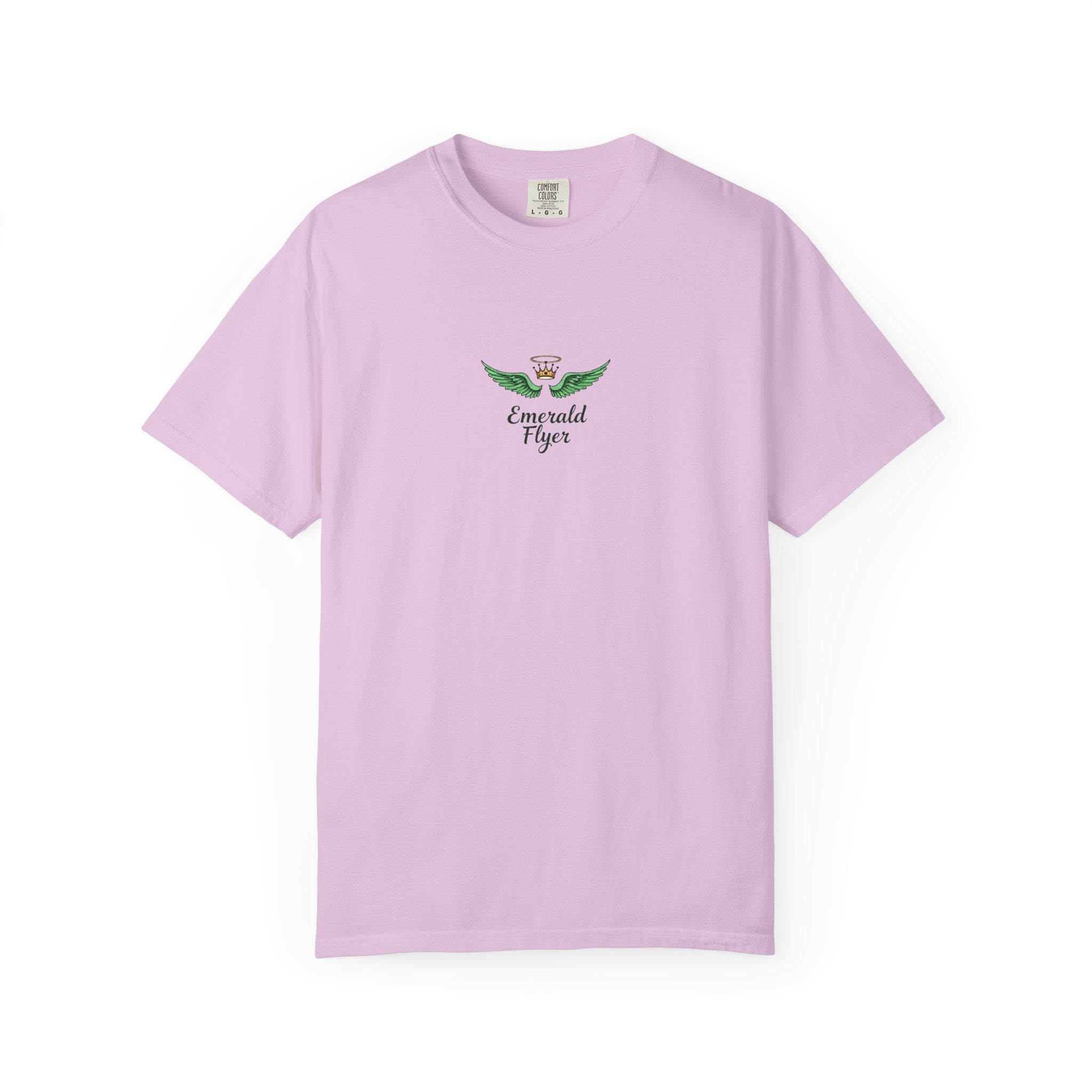 Emerald Tiger T‑Shirt — Green Winged Crown 'Born to Fly' Graphic Tee