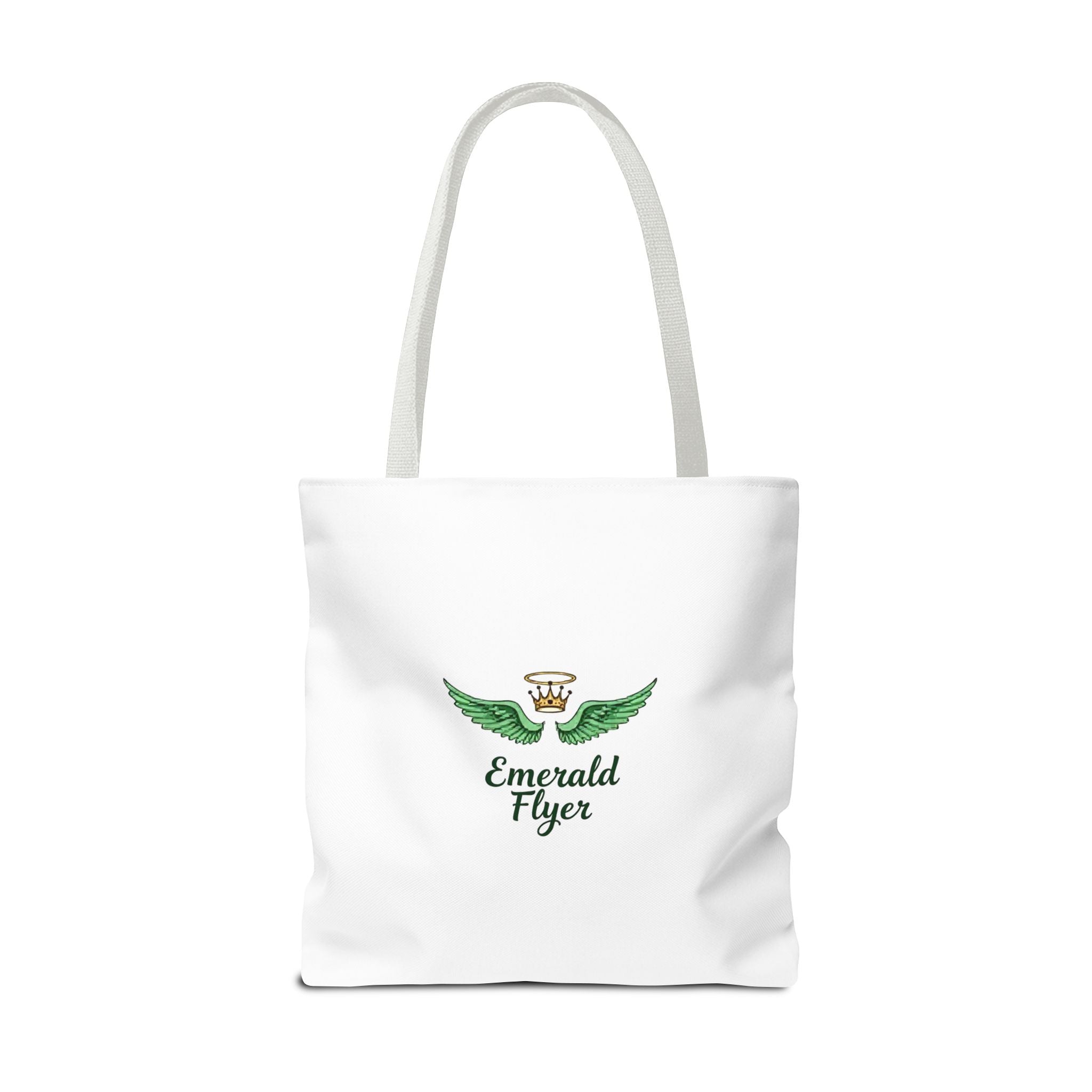 Emerald Wings Tote Bag — "Born to Fly" / "Emerald Flyer" Printed Tote