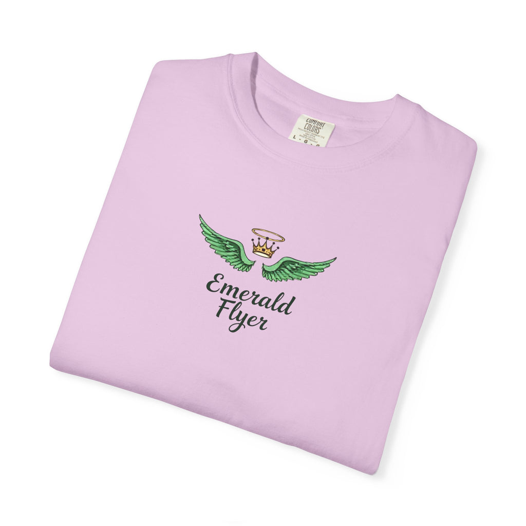Emerald Flyer T-Shirt – 'Born to Fly' Winged Crown Graphic Tee