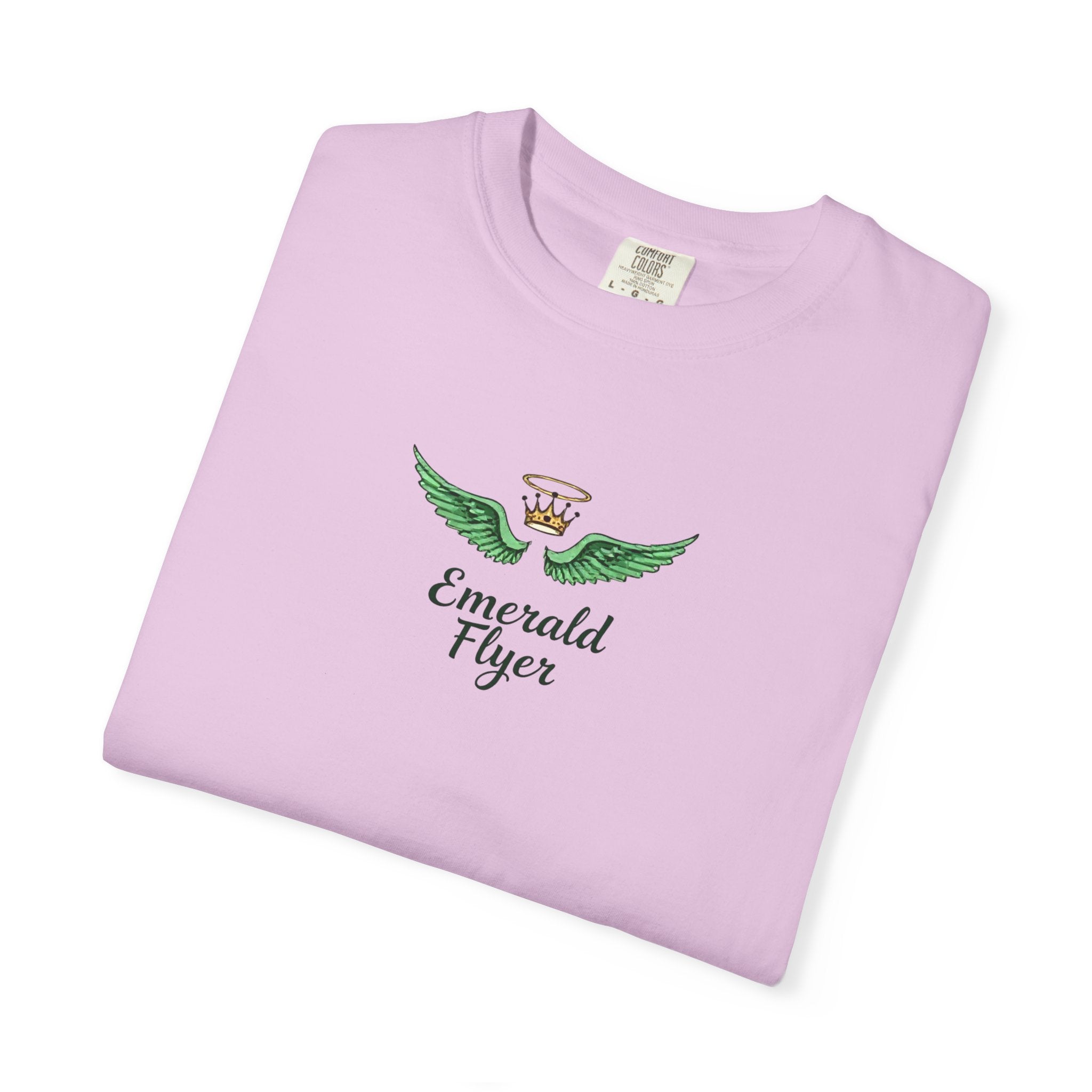 Emerald Flyer T-Shirt – 'Born to Fly' Winged Crown Graphic Tee