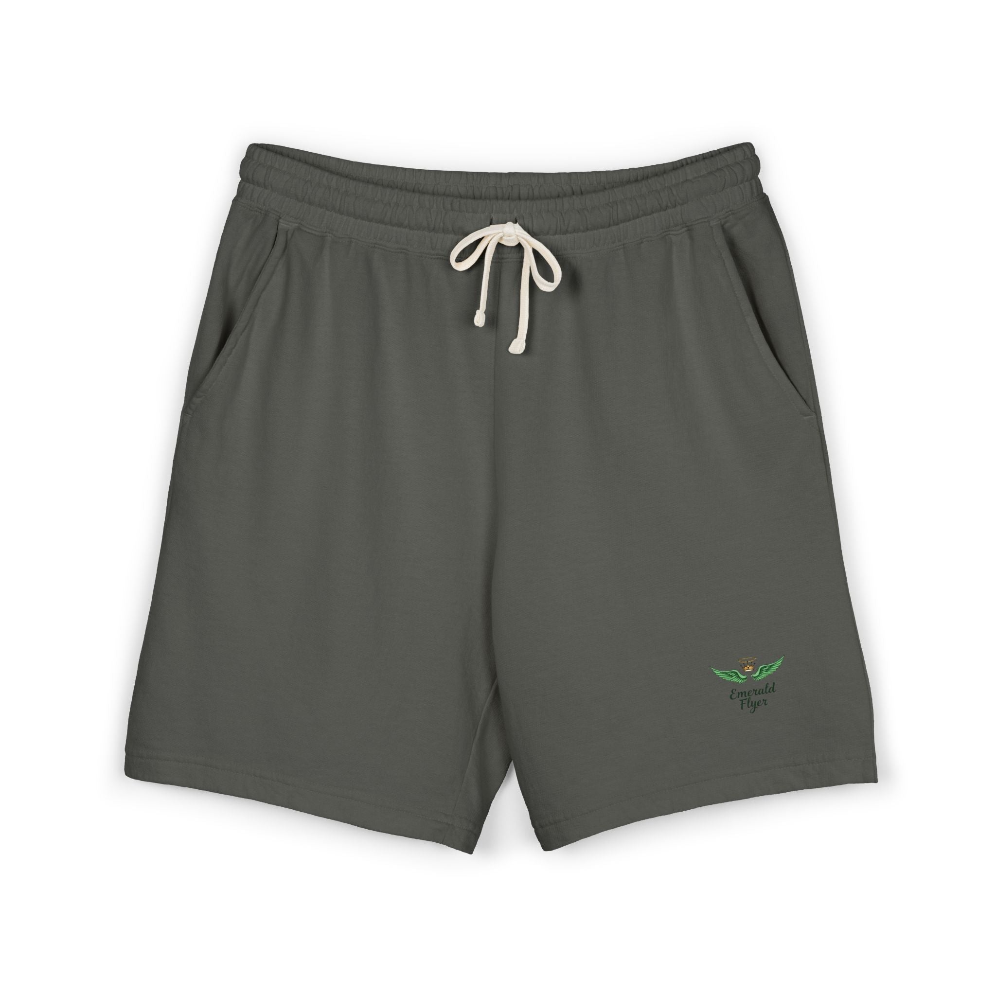 Emerald Flyer Fleece Sweat Shorts — Lightweight Garment-Dyed Lounge Shorts