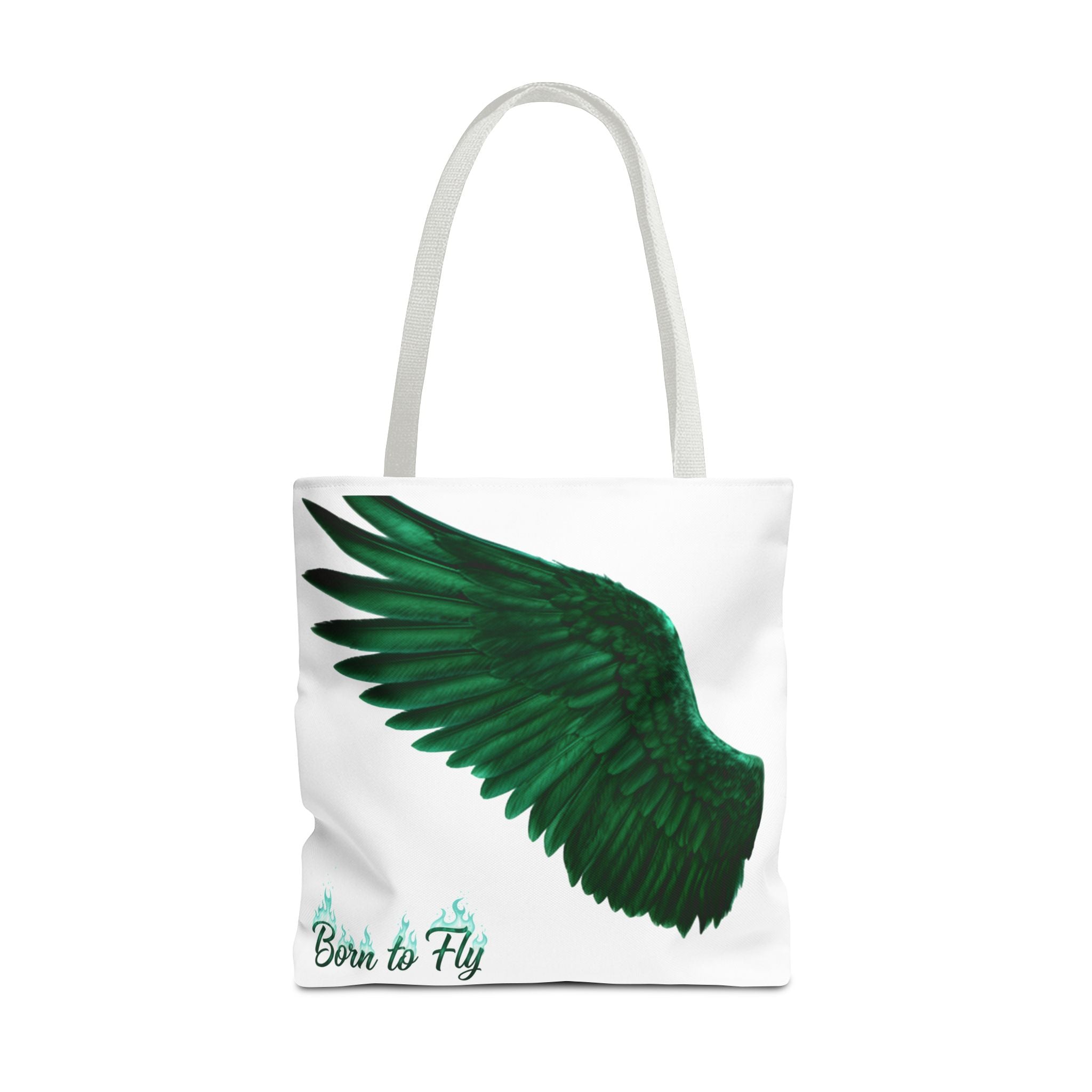 Emerald Wings Tote Bag — "Born to Fly" / "Emerald Flyer" Printed Tote