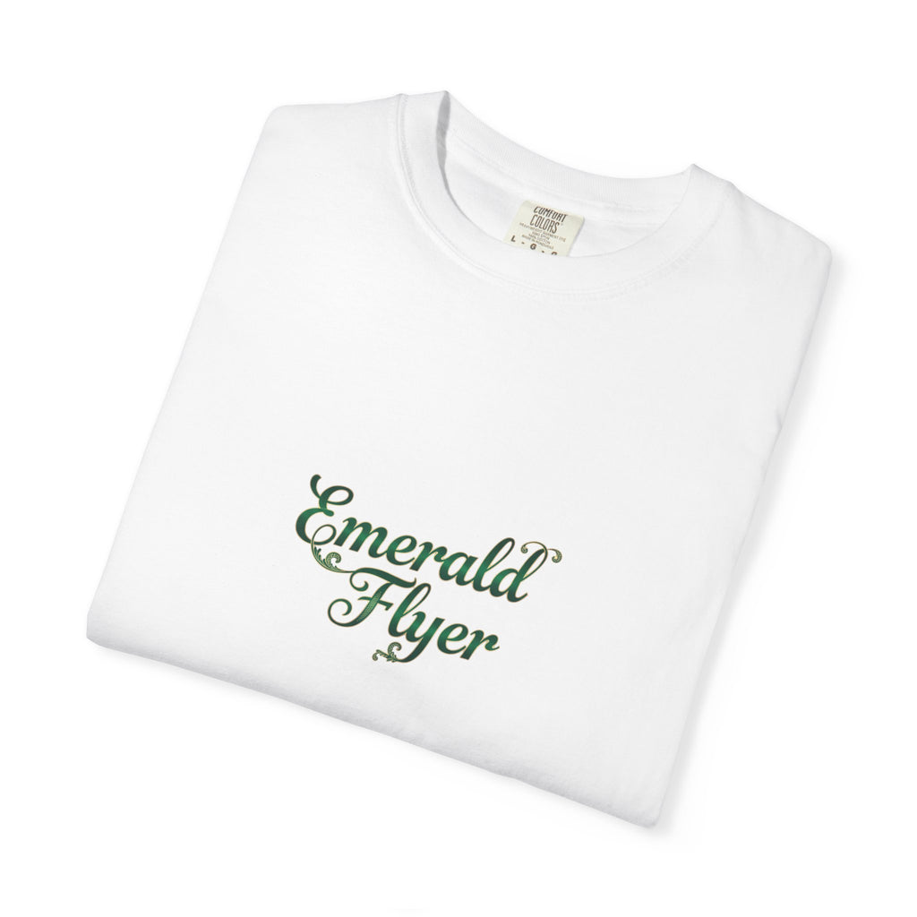 Emerald Flyer T-Shirt — "Born To Fly" Winged Emerald Graphic Tee